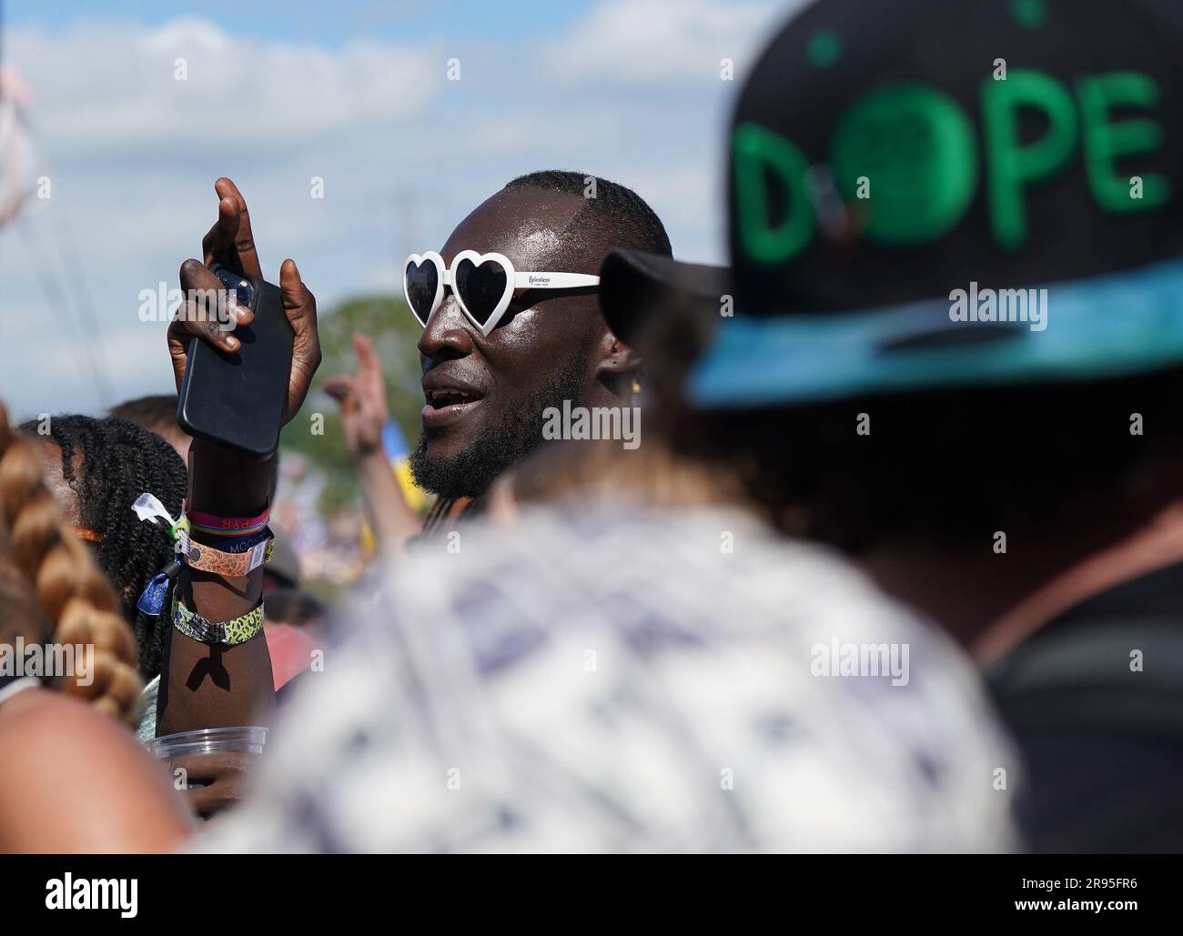 Stormzy in the crowd watching fellow British rapper Aitch performing on ...