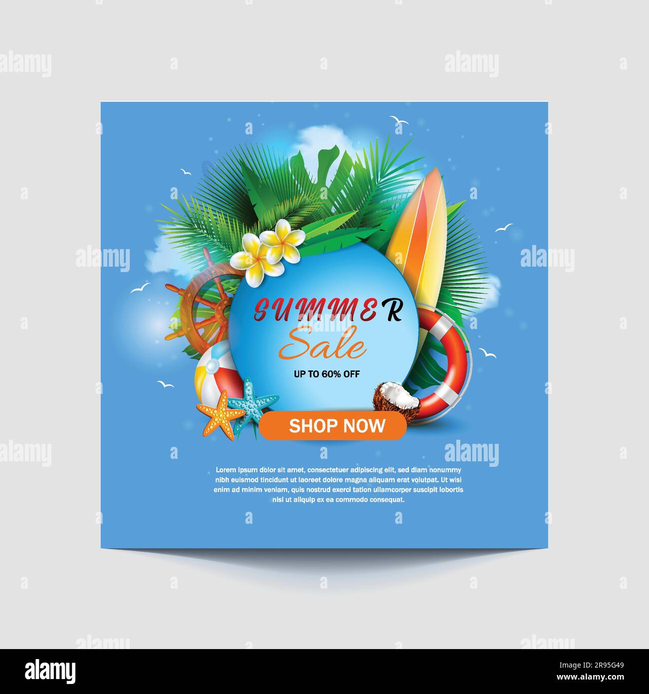 summer sale social or square post template Stock Vector