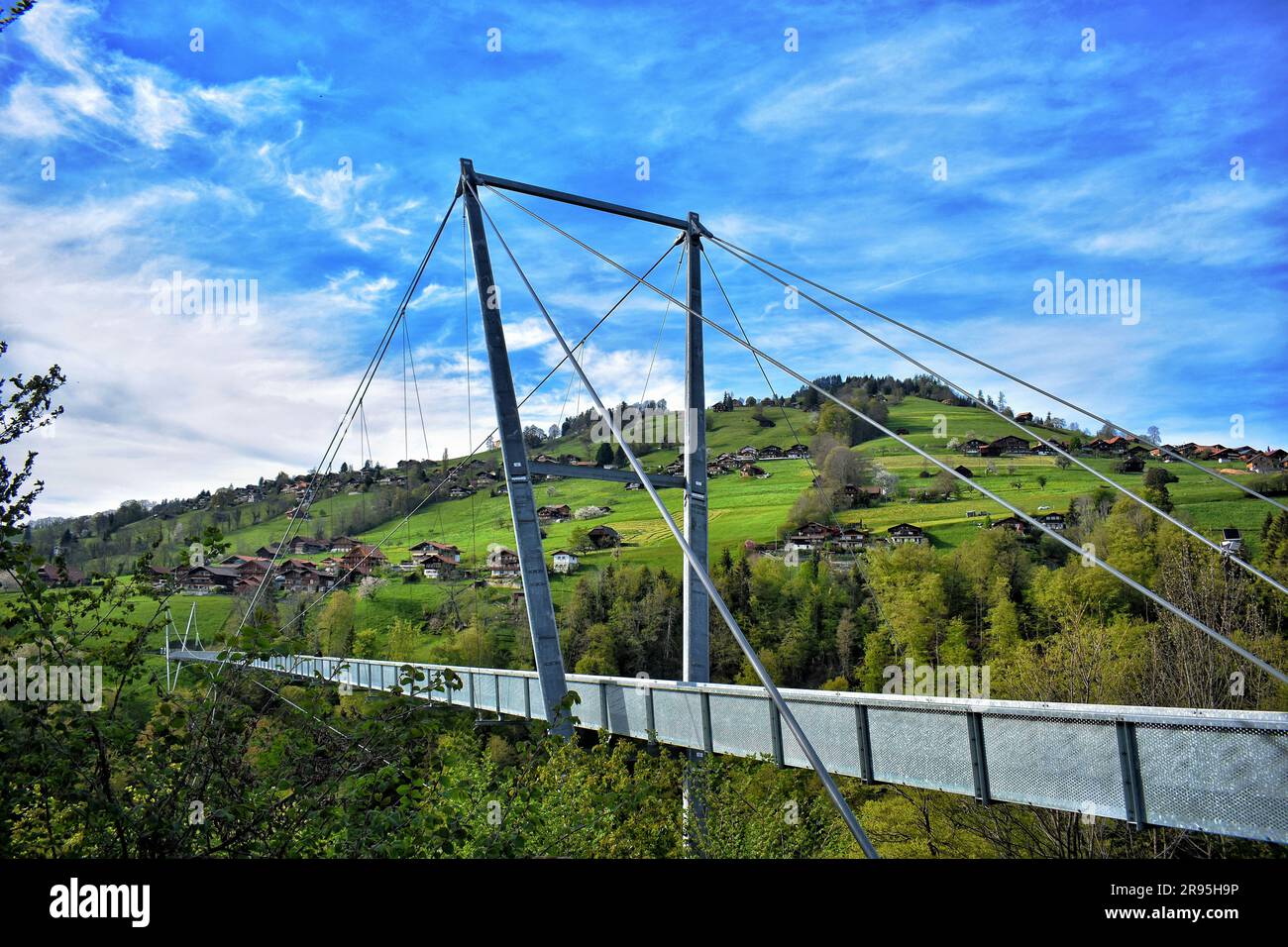 Panoramic Bridge of Sigriswil Village Stock Photo