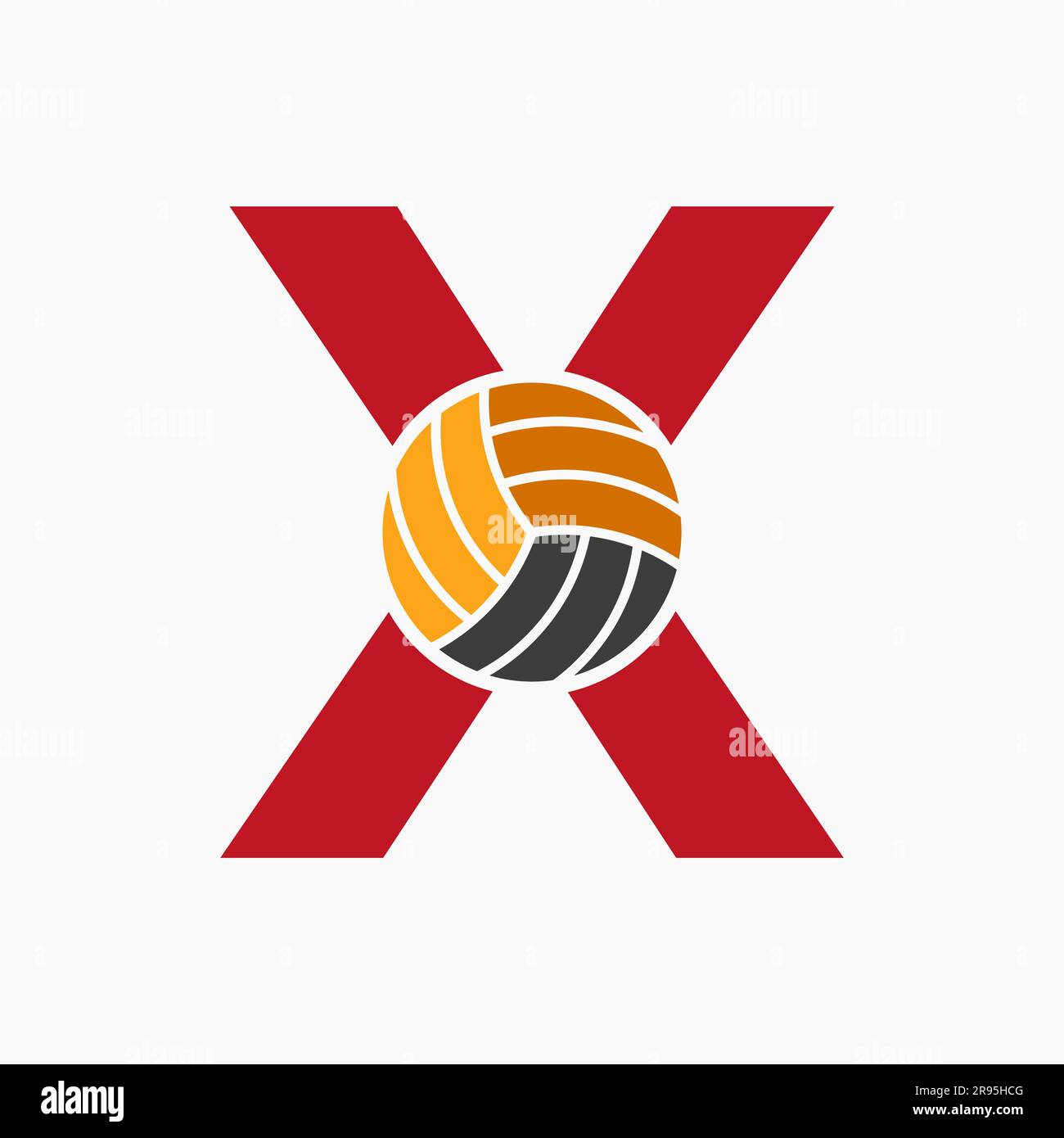 Letter X Volleyball Logo Concept. Volleyball Sports Logotype Template Stock Vector