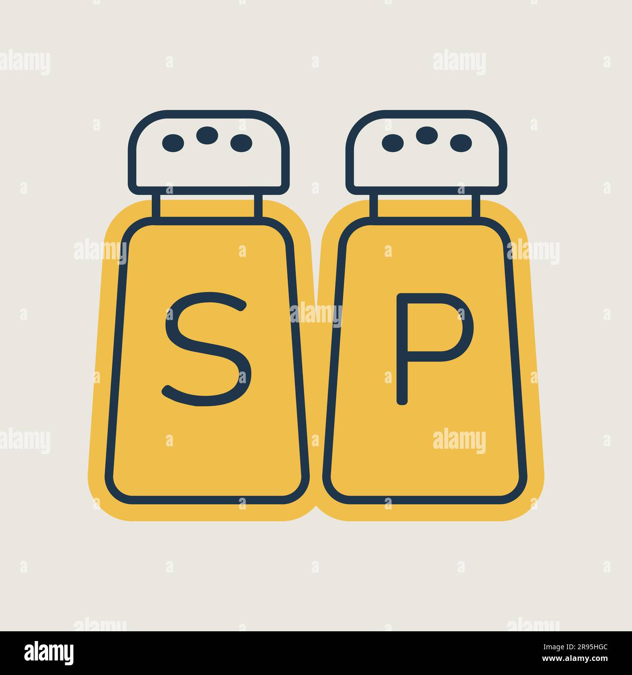 Salt and pepper condiment shakers vector icon. Graph symbol for cooking