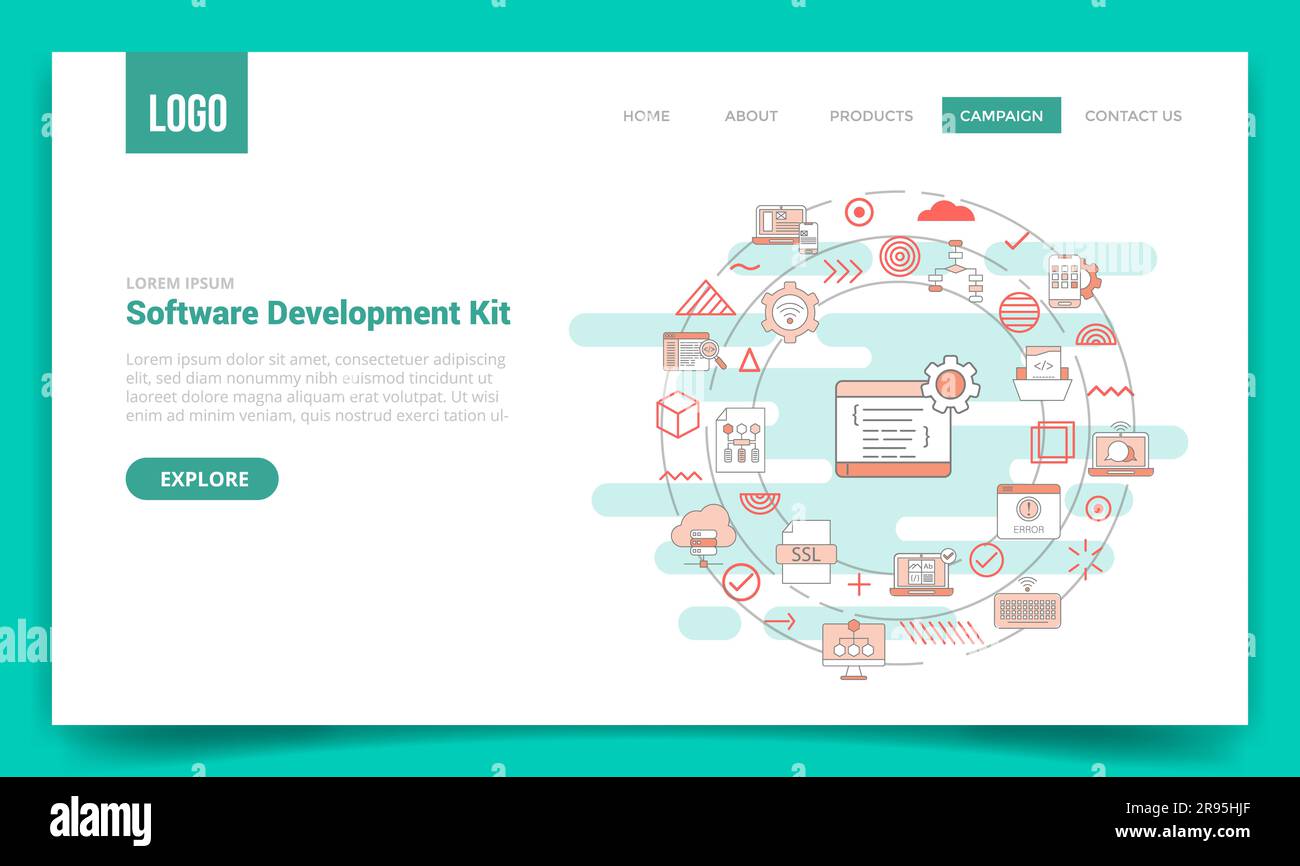 sdk software development kit concept with circle icon for website ...