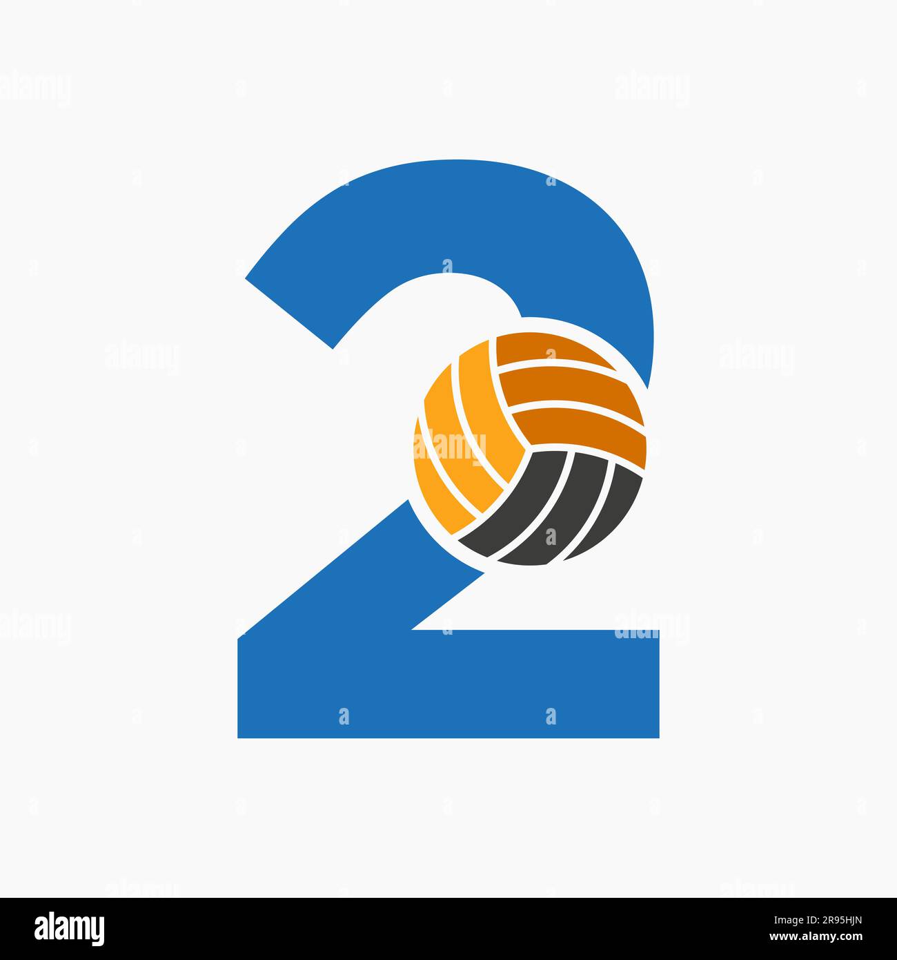 Letter 2 Volleyball Logo Concept. Volleyball Sports Logotype Template Stock Vector