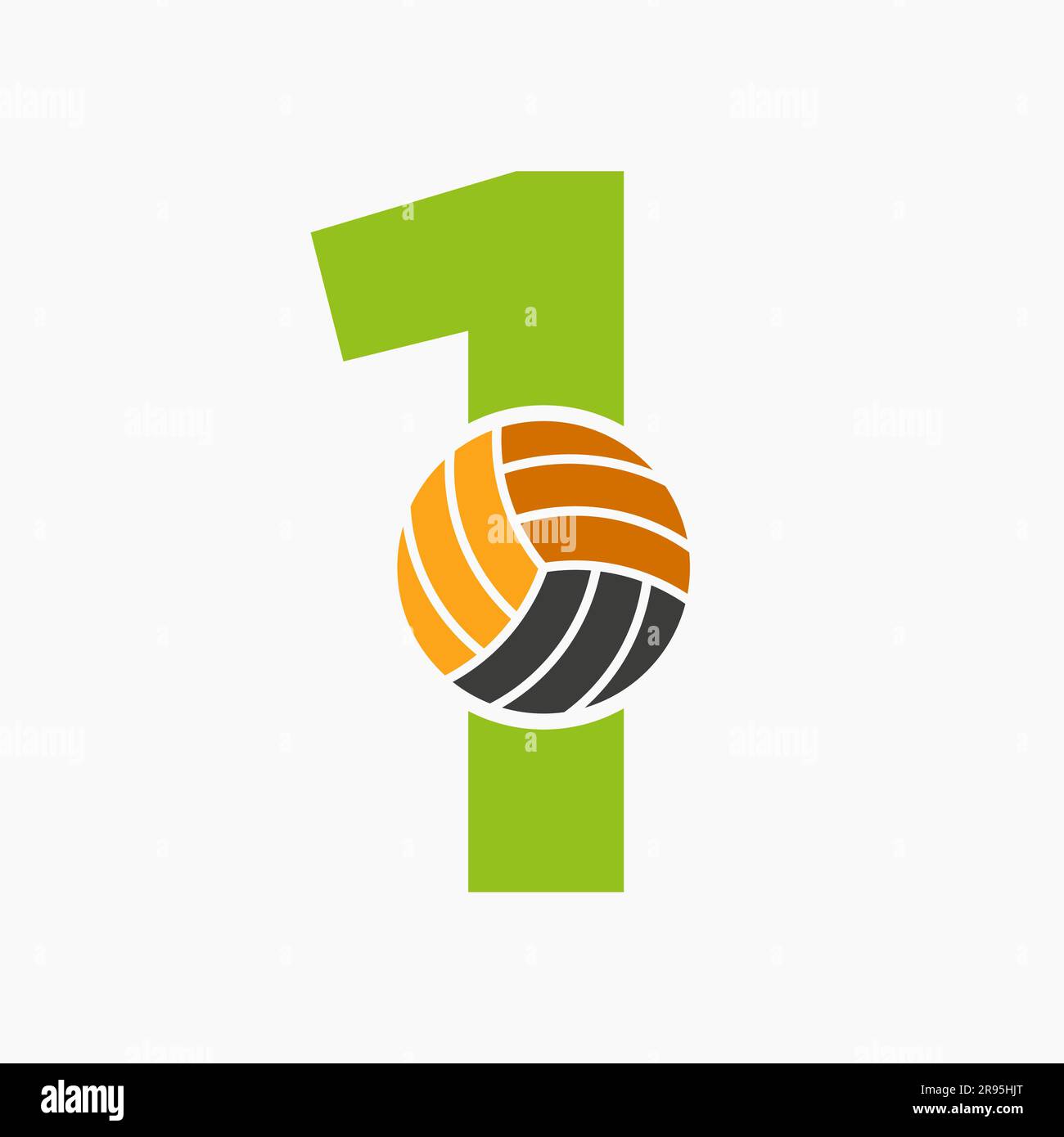 Letter 1 Volleyball Logo Concept. Volleyball Sports Logotype Template Stock Vector