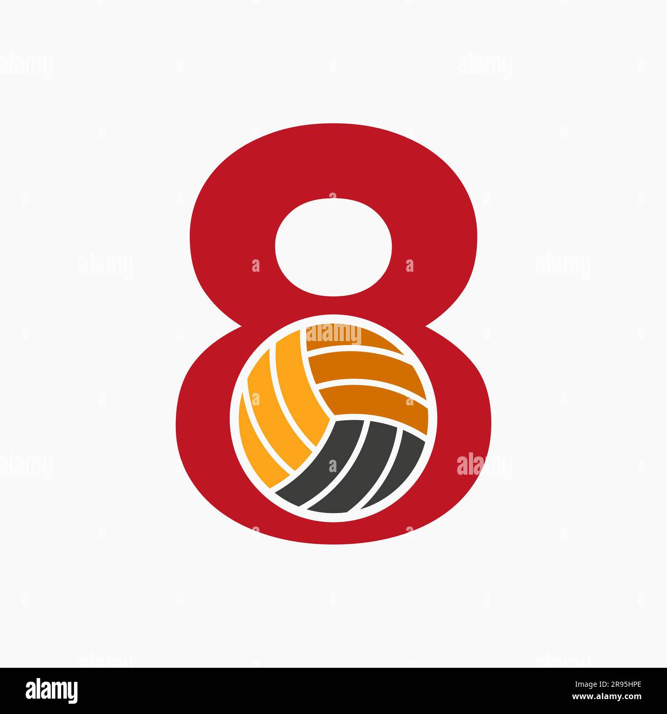 Letter 8 Volleyball Logo Concept. Volleyball Sports Logotype Template Stock Vector