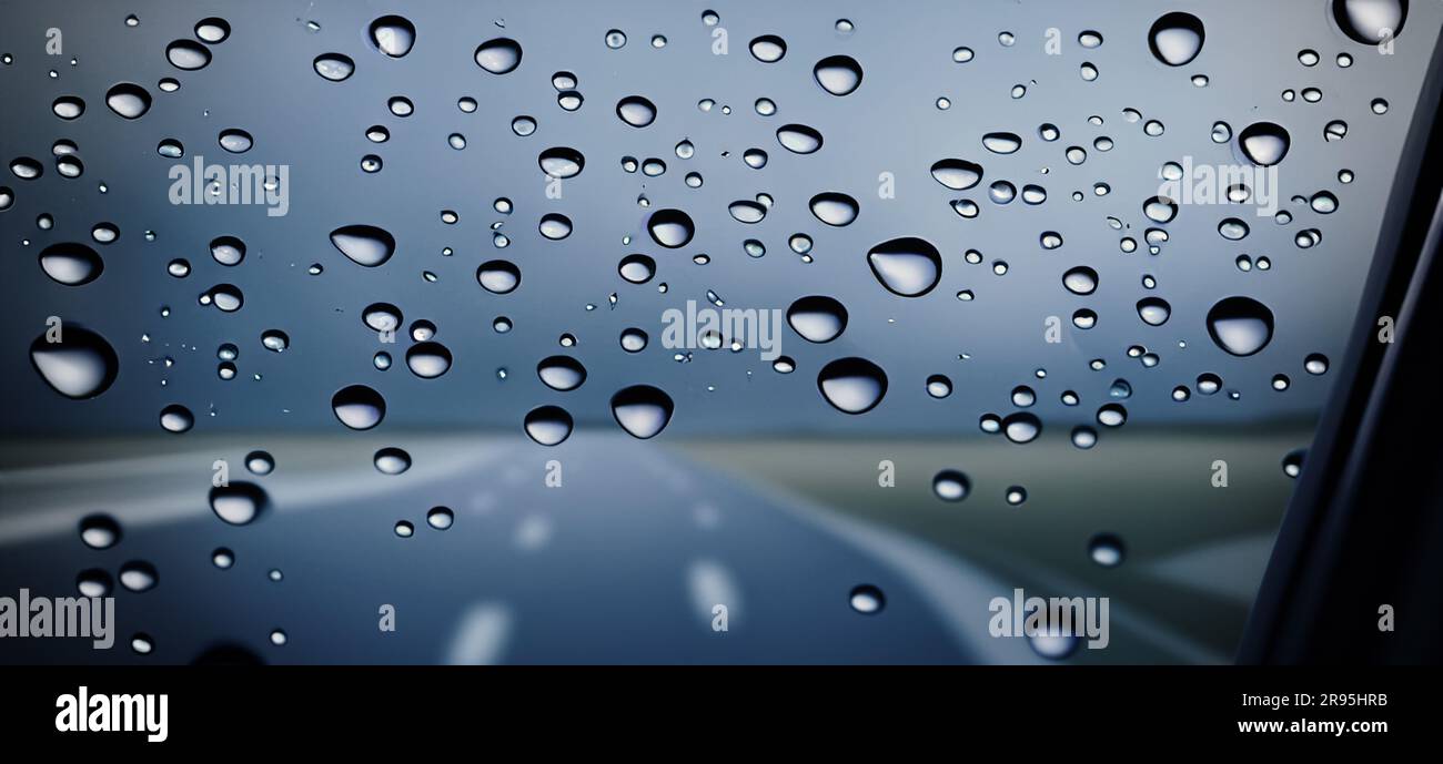 rain droplets on car windshield, traffic in city Stock Photo - Alamy