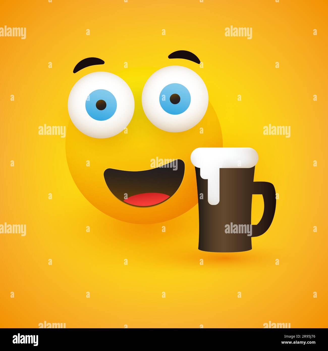 https://c8.alamy.com/comp/2R95J76/smiling-emoji-simple-happy-emoticon-with-pop-out-eyes-and-a-glass-of-beer-on-yellow-background-vector-design-2R95J76.jpg