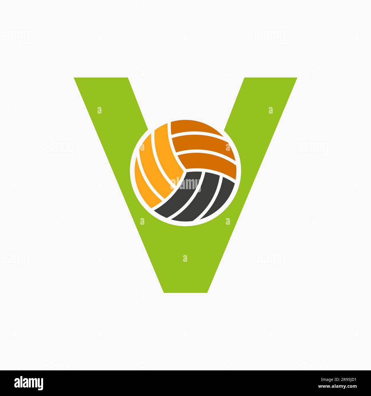 Letter V Volleyball Logo Concept. Volleyball Sports Logotype Template Stock Vector