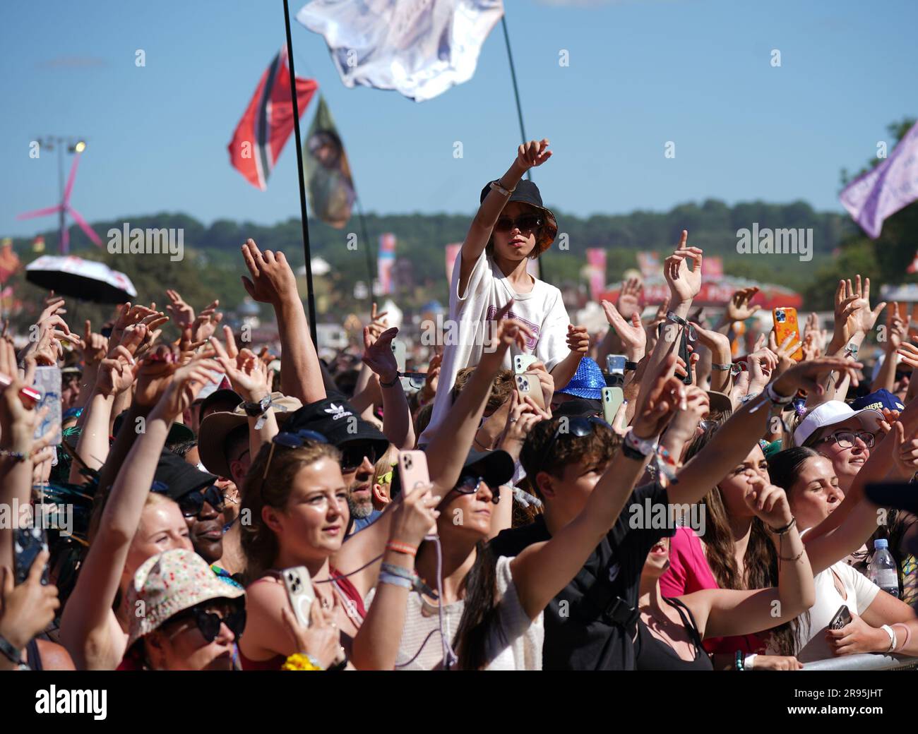 The crowd watching British rapper Aitch performing on the Pyramid Stage ...