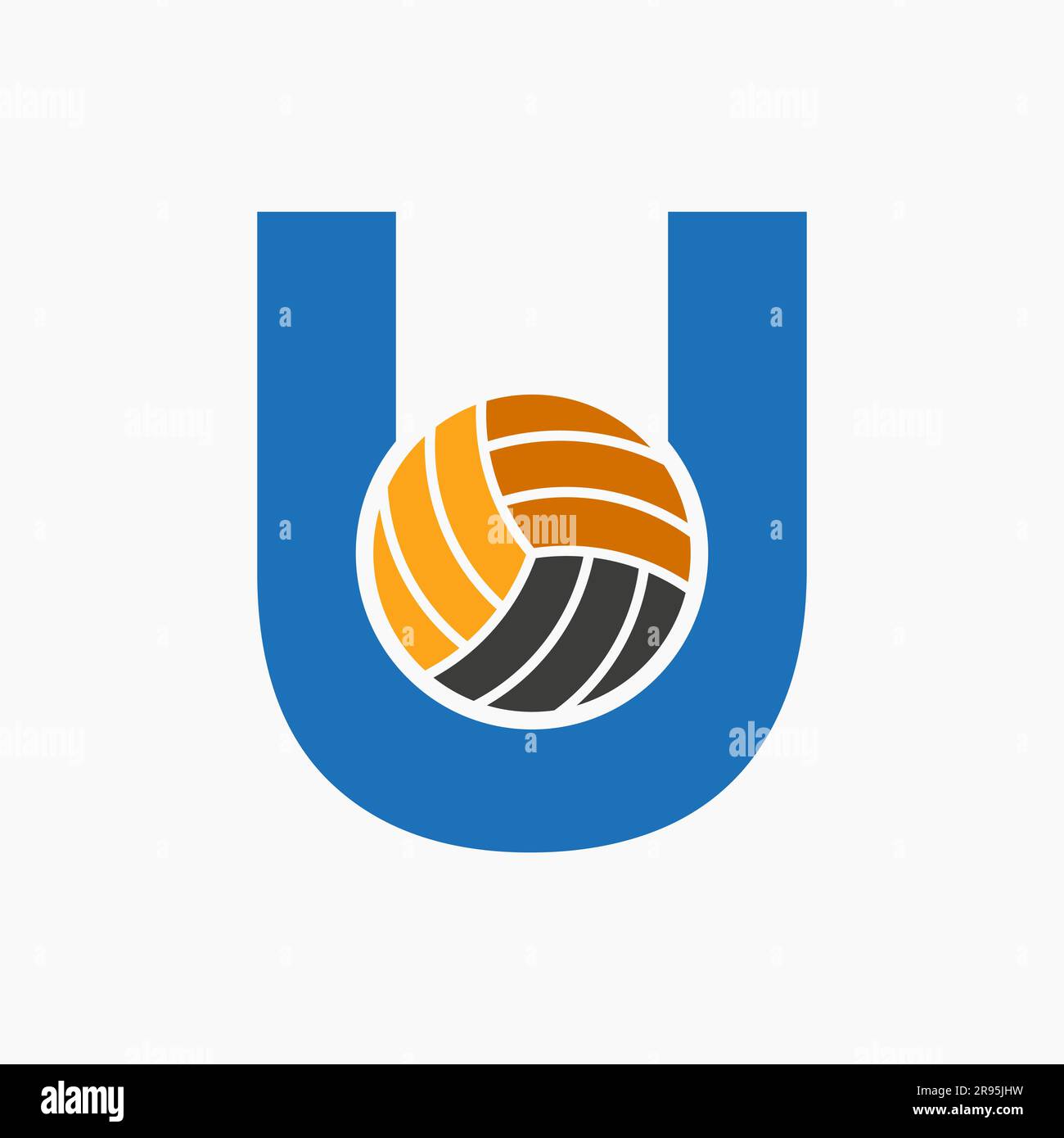 Letter U Volleyball Logo Concept. Volleyball Sports Logotype Template Stock Vector