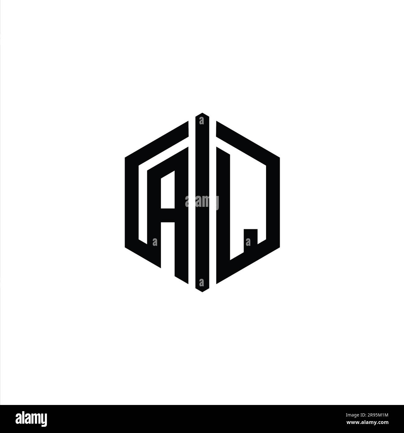 AL Letter Logo monogram hexagon shape with connect outline style design ...
