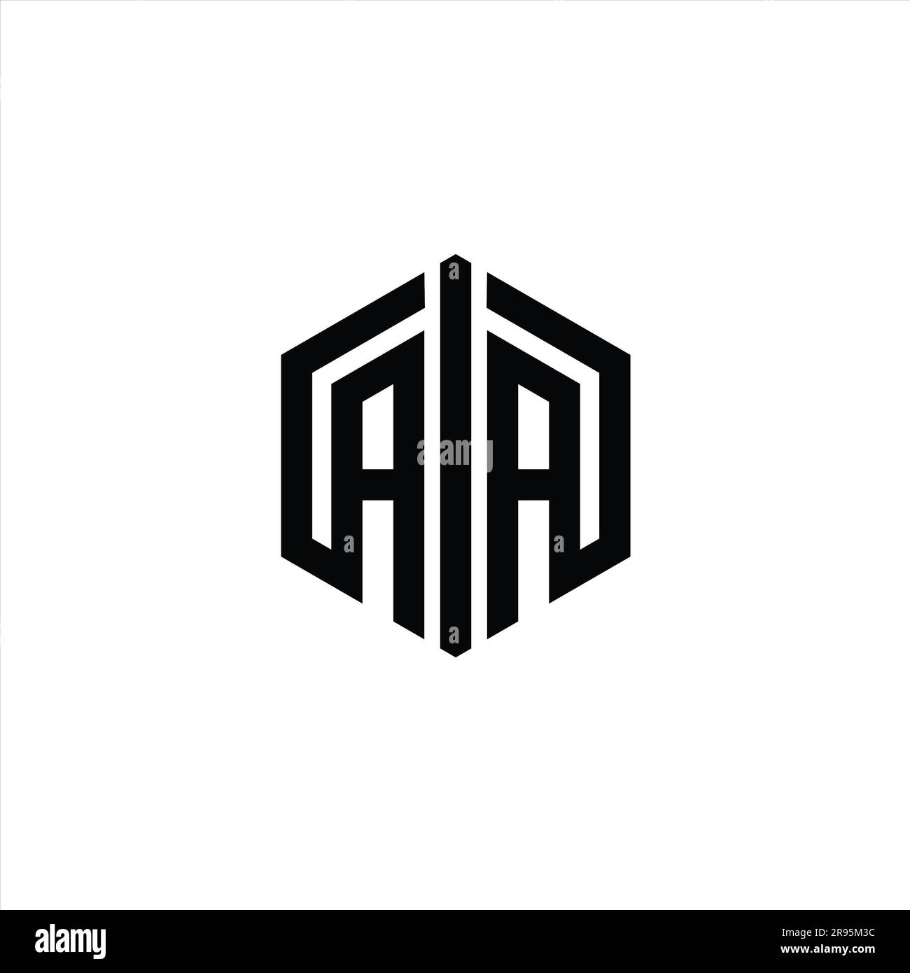 AA Letter Logo monogram hexagon shape with connect outline style design ...