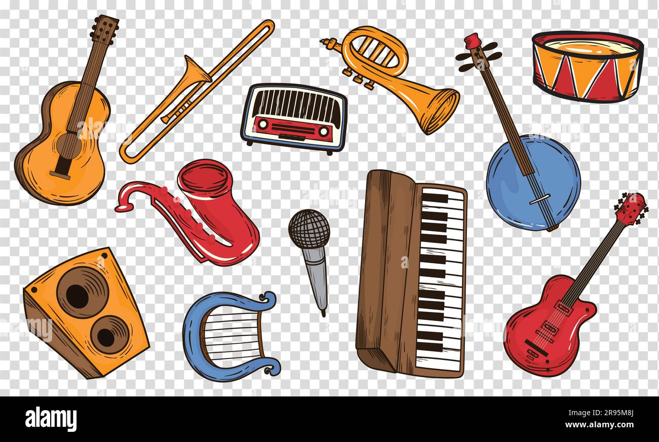 set of cartoons musical instruments, vectors Stock Vector Image & Art