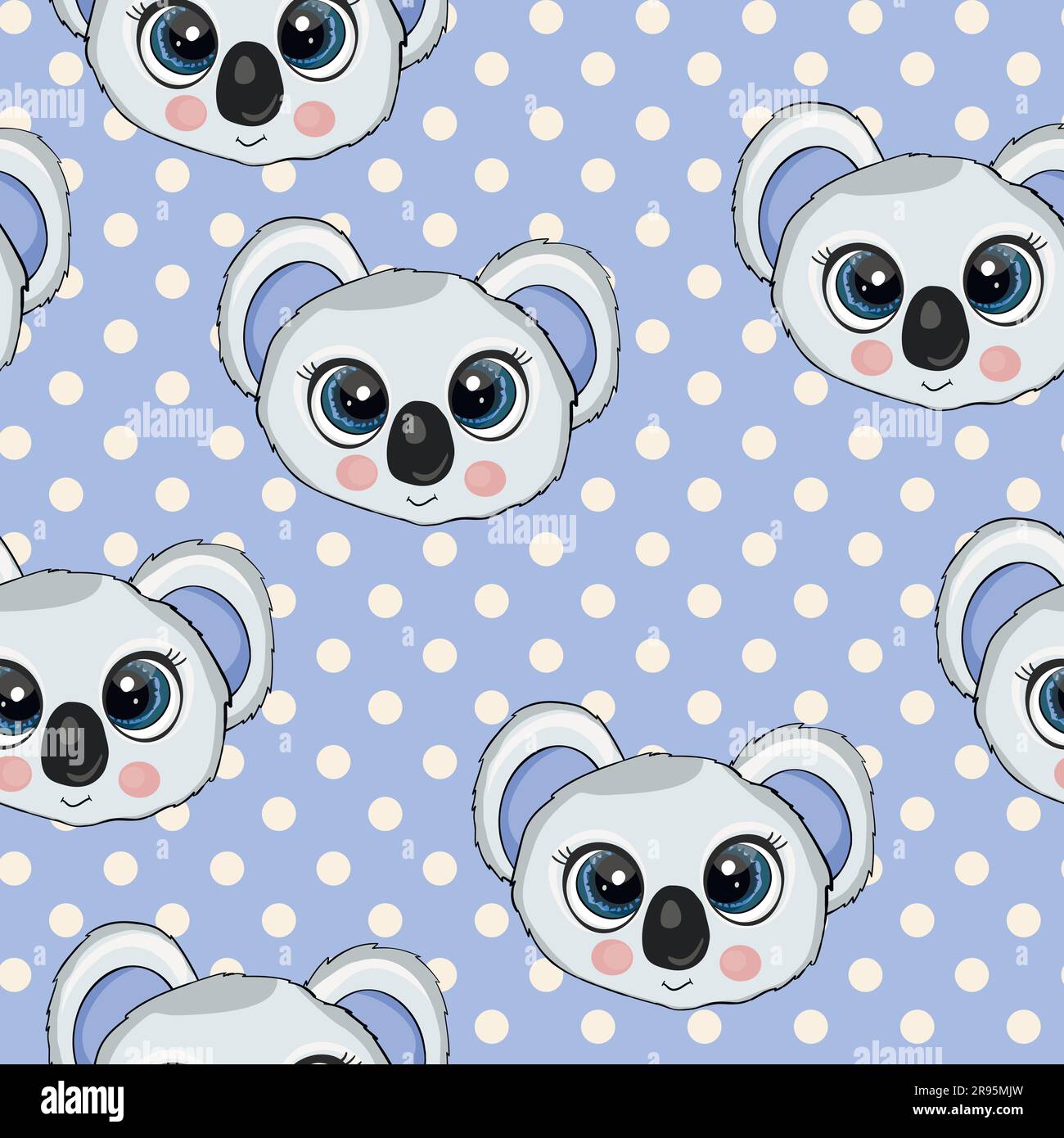 Seamless pattern with cute koala baby on color background. Funny ...