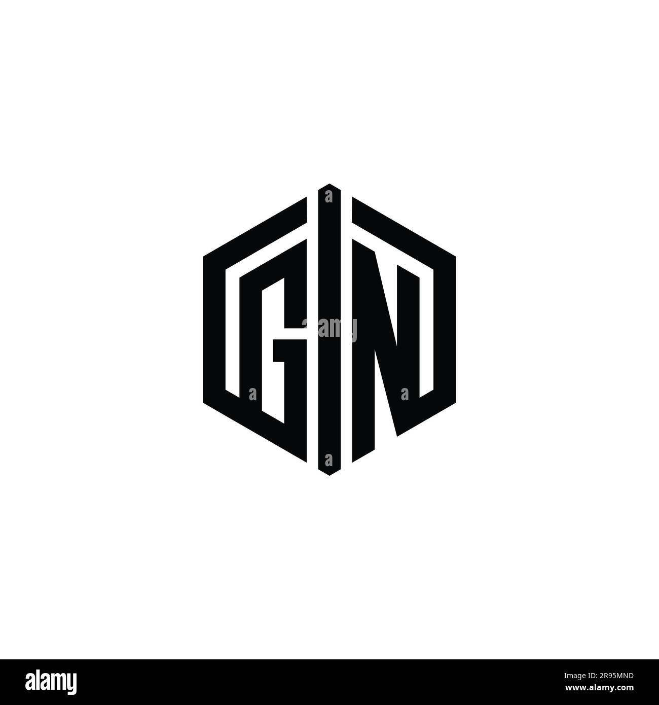 GN Letter Logo monogram hexagon shape with connect outline style design ...