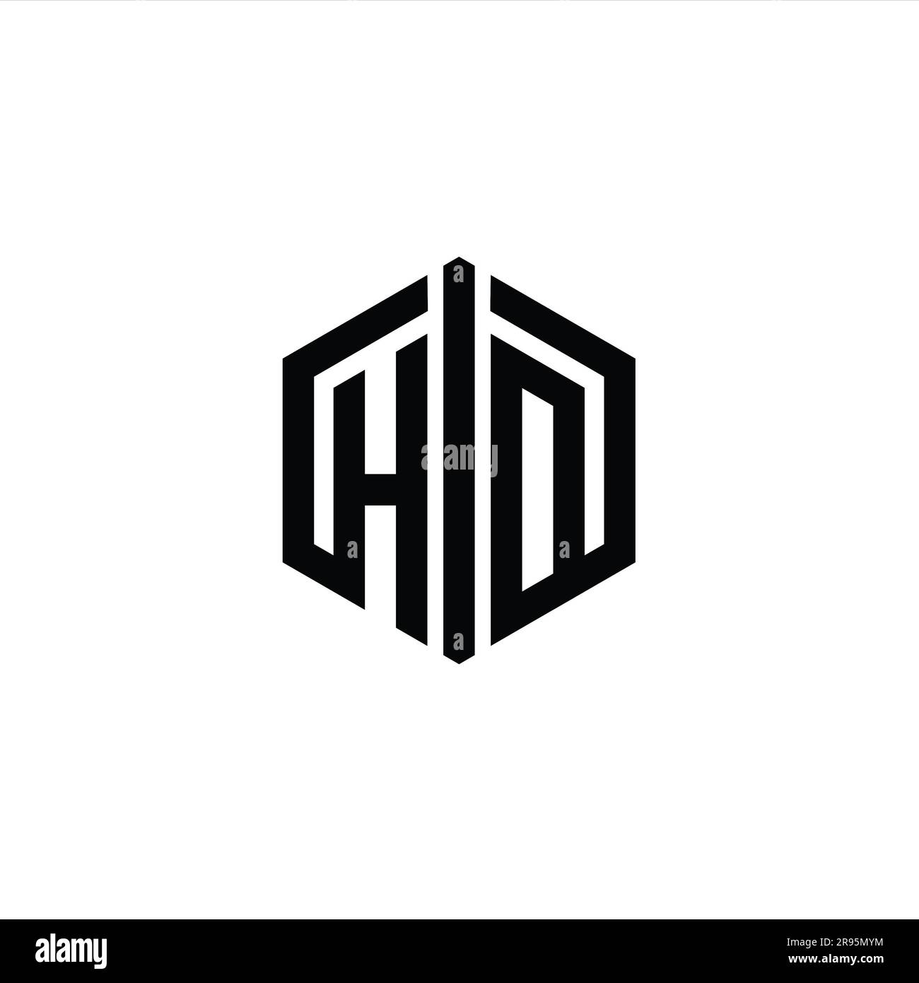 HD Letter Logo monogram hexagon shape with connect outline style design ...