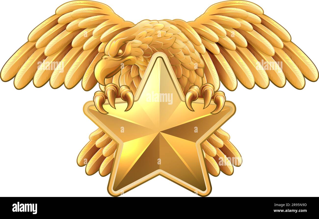 Eagle Star Symbol Crest Banner Parchment Design Stock Vector