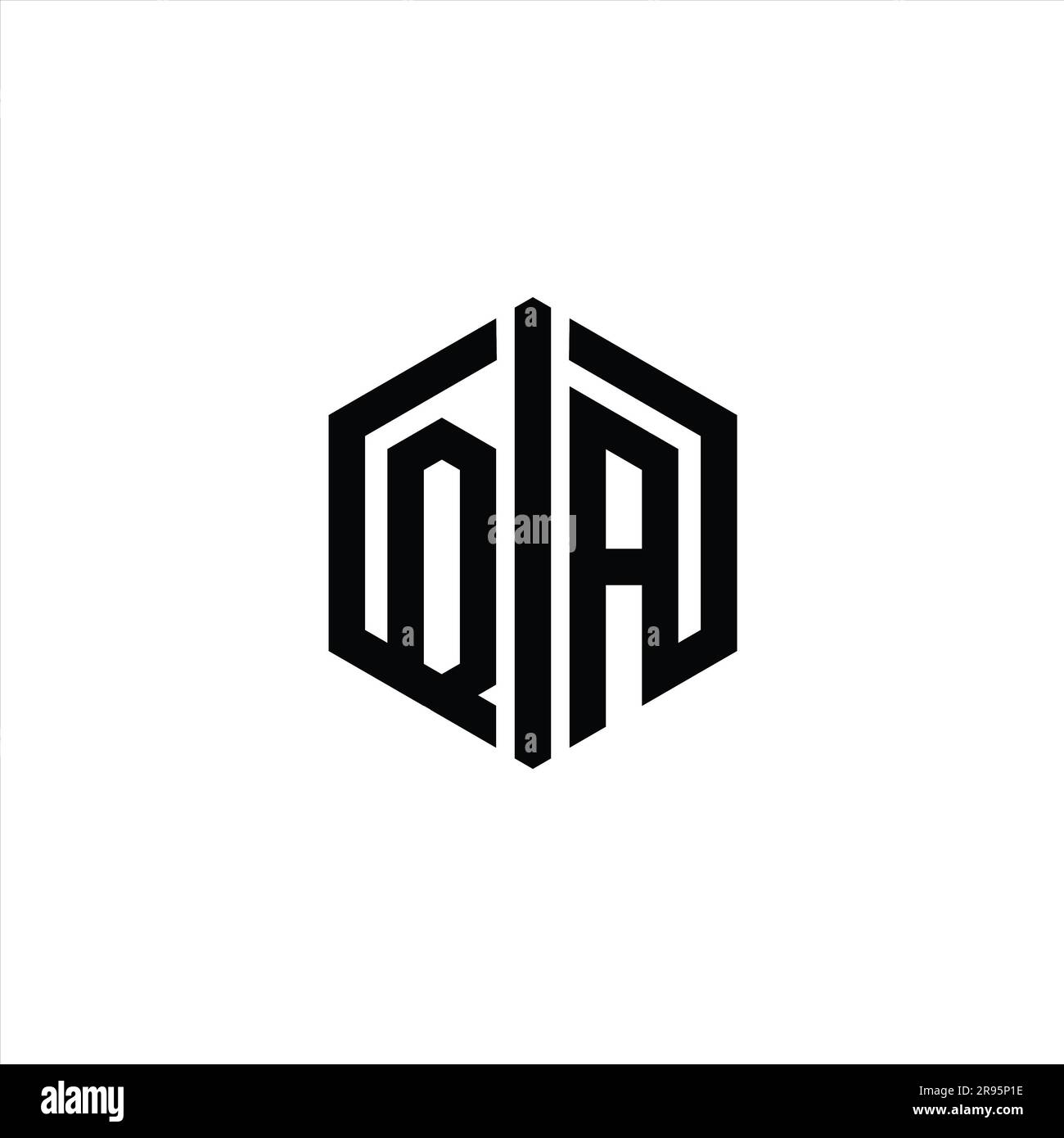 QA Letter Logo monogram hexagon shape with connect outline style design ...