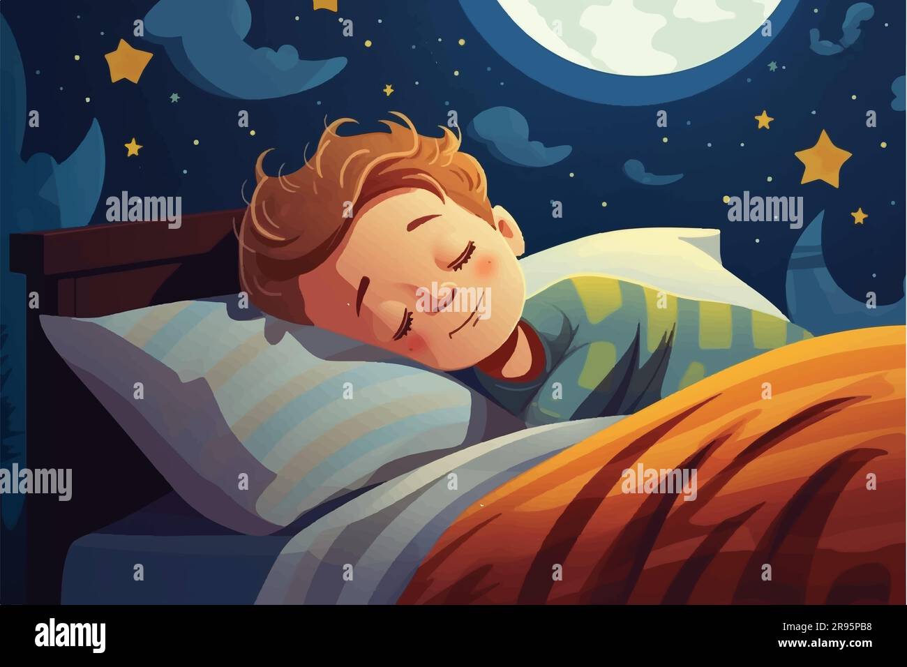 vector illustration of Kid Sleeping And Waking Up Stock Vector