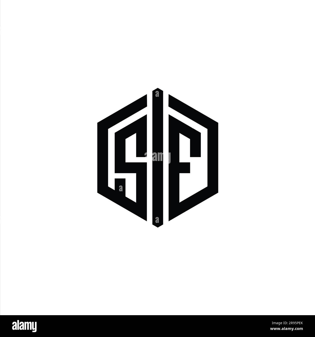 SF Letter Logo monogram hexagon shape with connect outline style design ...