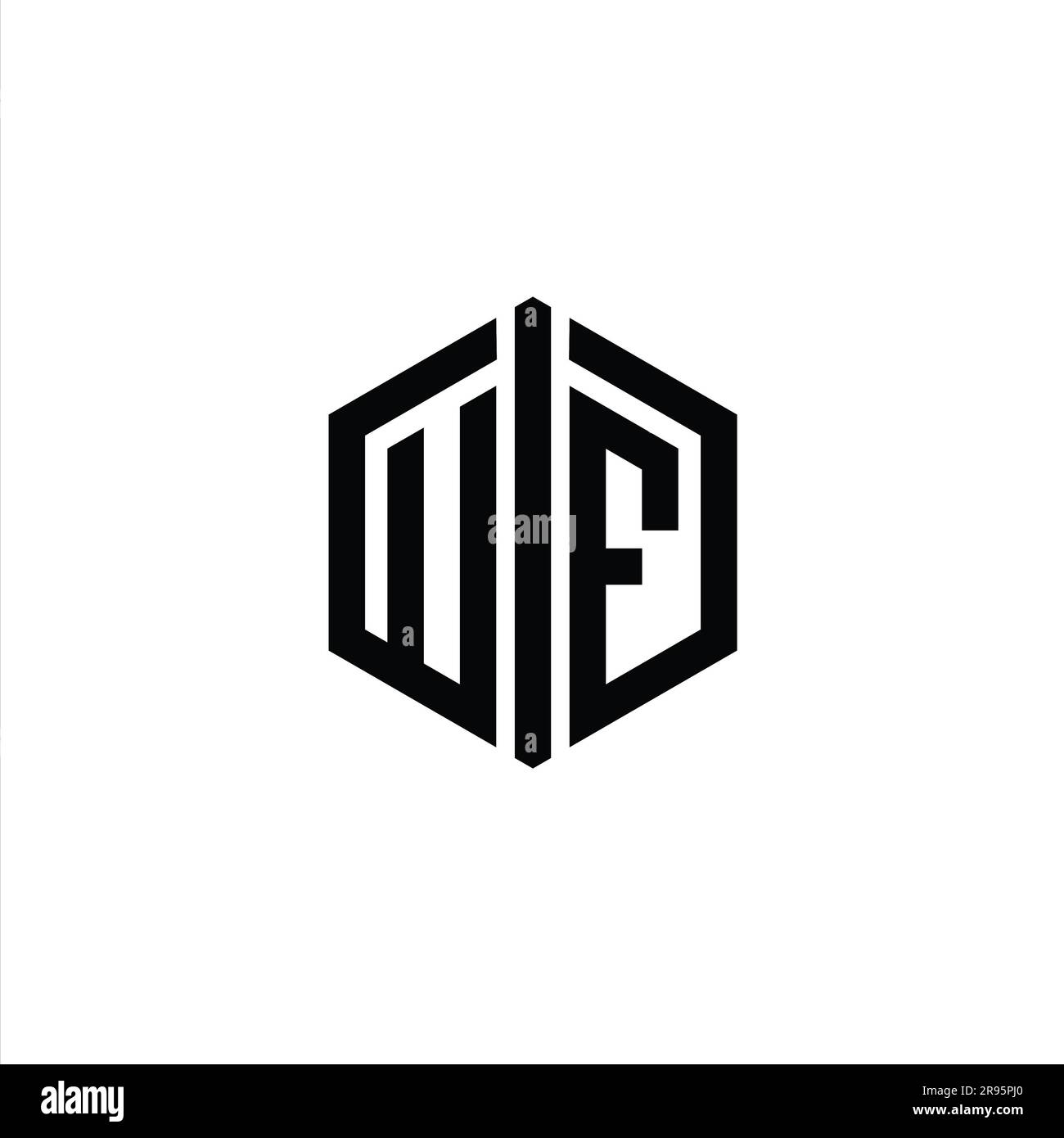UF Letter Logo monogram hexagon shape with connect outline style design ...