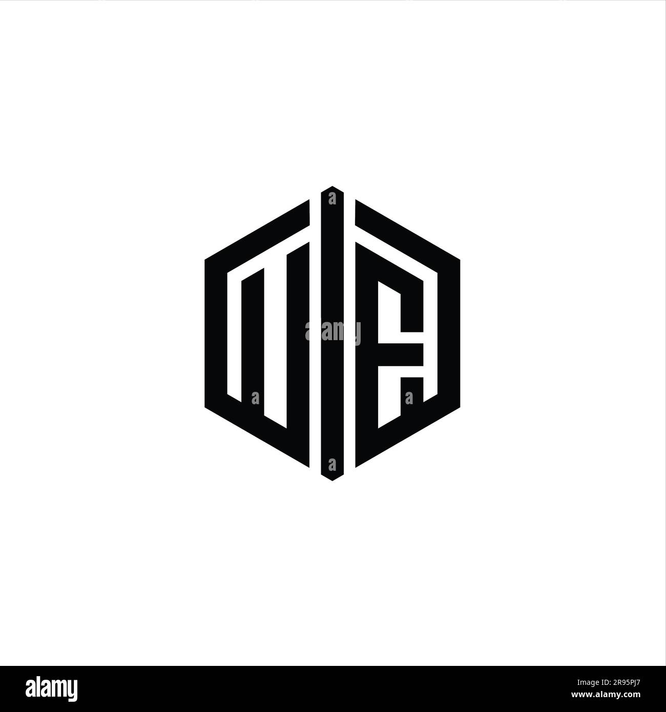 UE Letter Logo monogram hexagon shape with connect outline style design ...