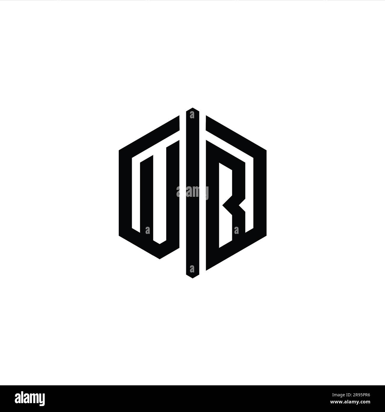 VB Letter Logo monogram hexagon shape with connect outline style design ...