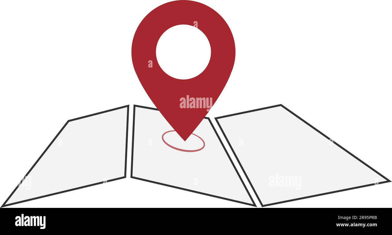 Simple map symbol with location marker pin vector illustration stock