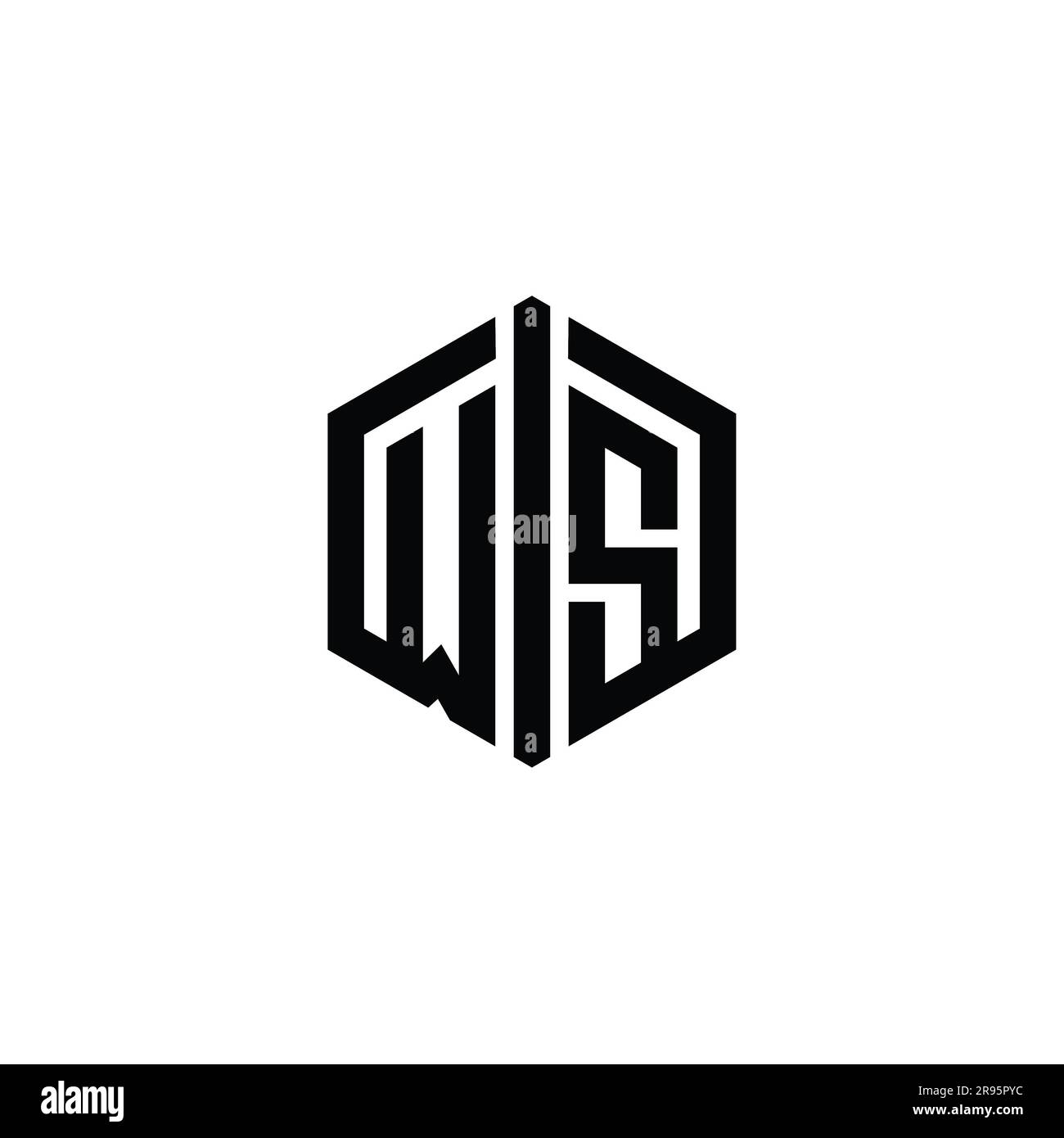 WS Letter Logo monogram hexagon shape with connect outline style design ...