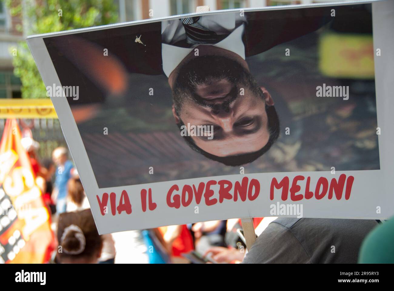 Rome, . 24th June, 2023. 24/06/2023 Rome, demonstration of social movements and grassroots trade unions against the government of Giorgia Meloni. Ps: the photo can be used respecting the context in which it was taken, and without defamatory intent of the decorum of the people represented. Credit: Independent Photo Agency/Alamy Live News Stock Photo