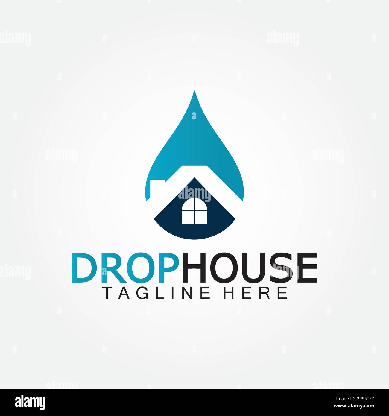 House home and water drop droplet icon for plumbing home service logo