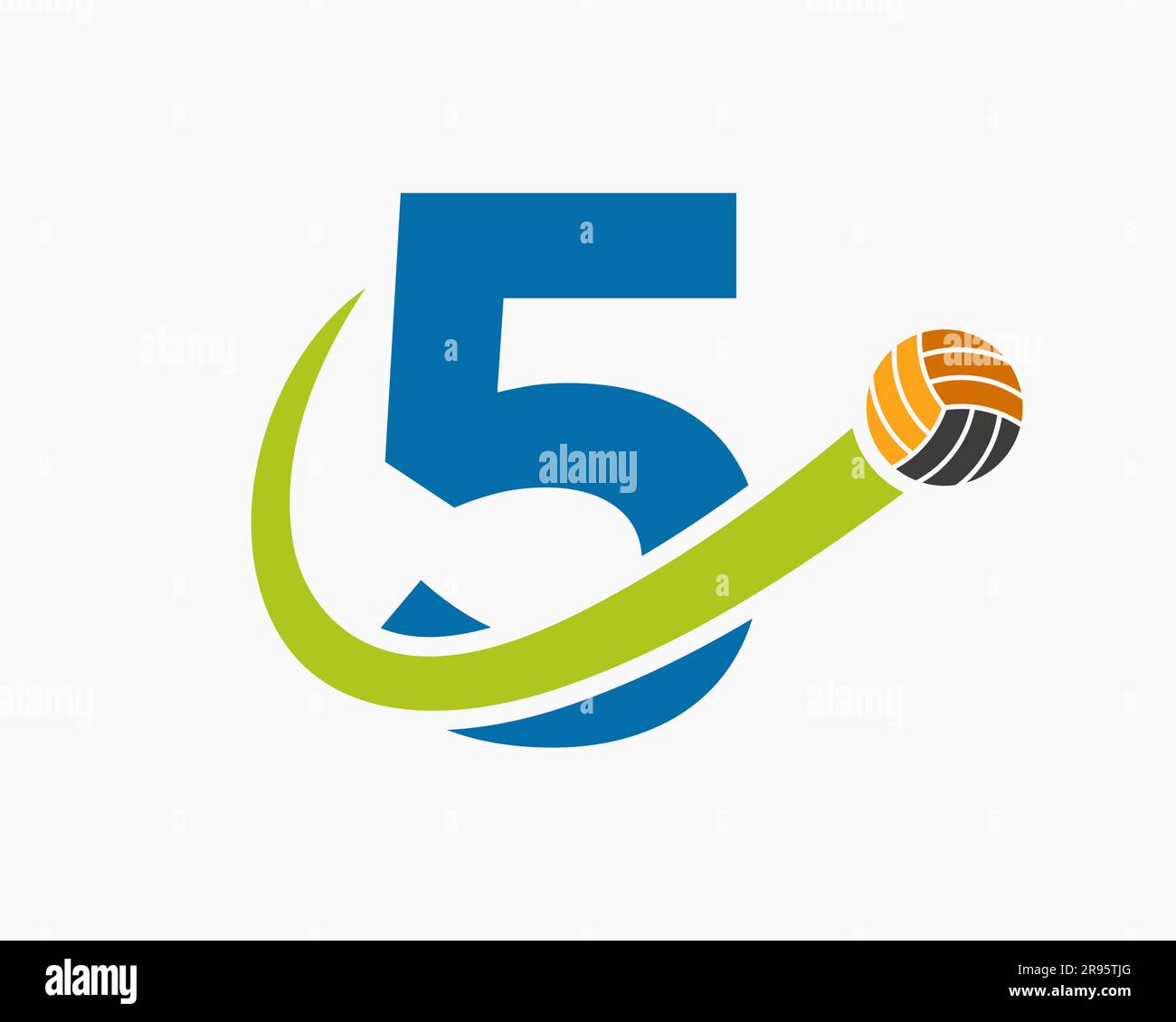 Letter 5 Volleyball Logo Concept With Moving Volley Ball Icon