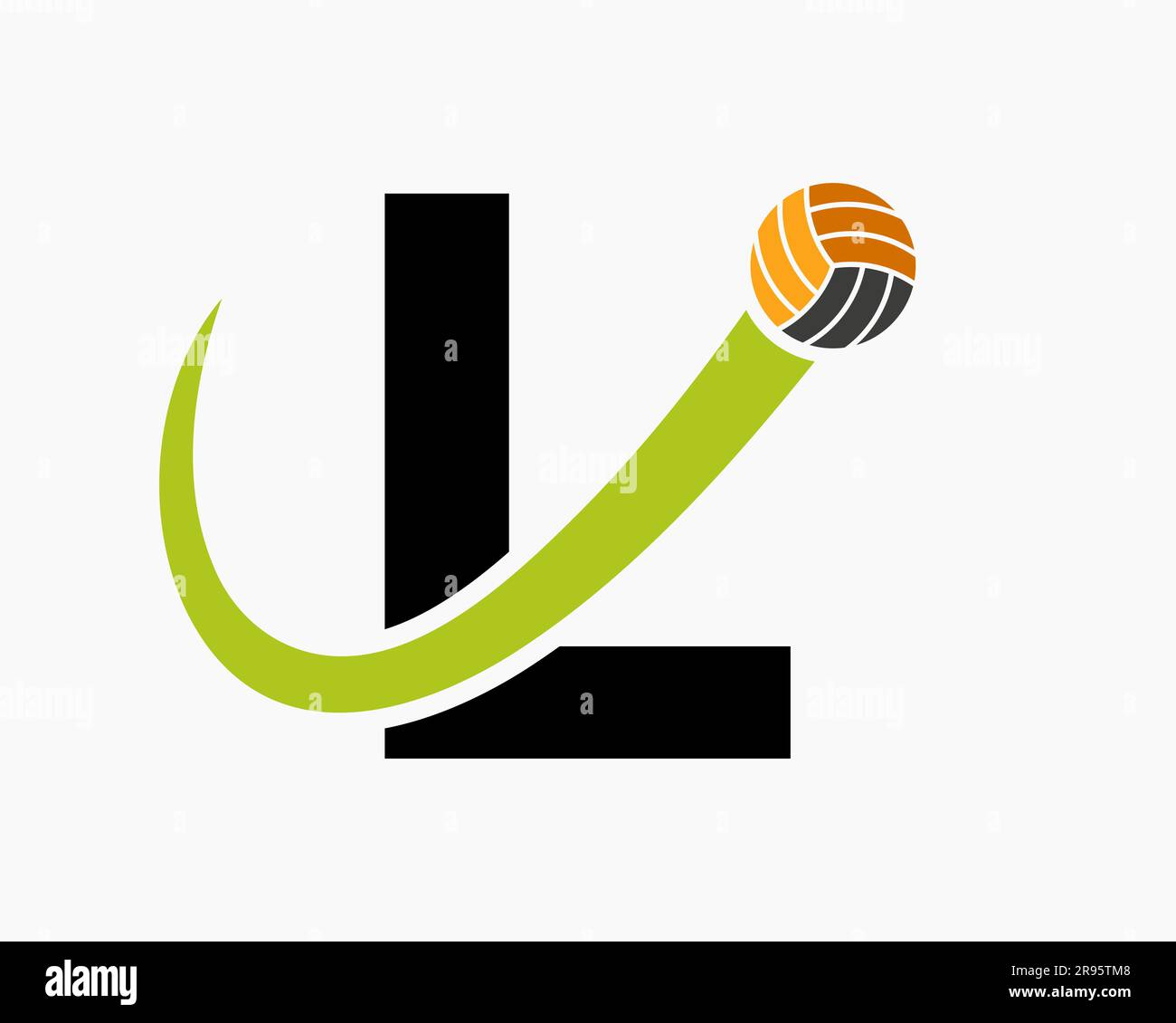 Letter L Volleyball Logo Concept With Moving Volley Ball Icon