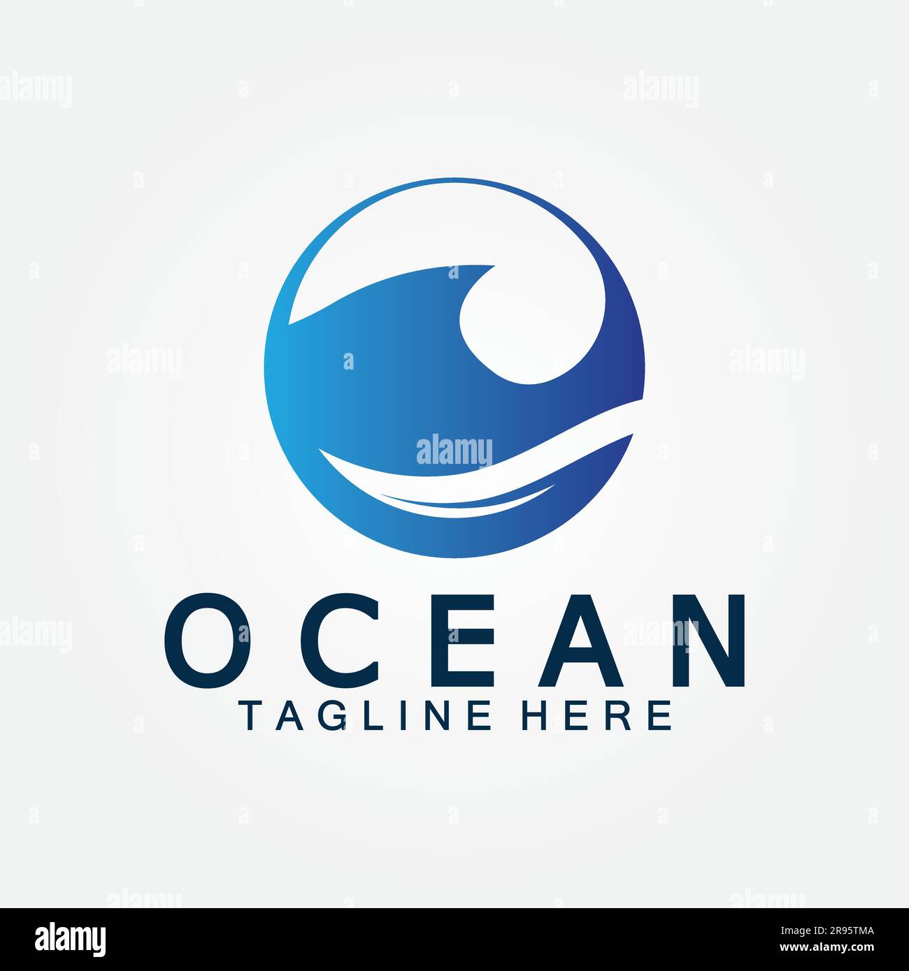 wavy blue ocean water letter O ocean wave logo design vector Stock ...