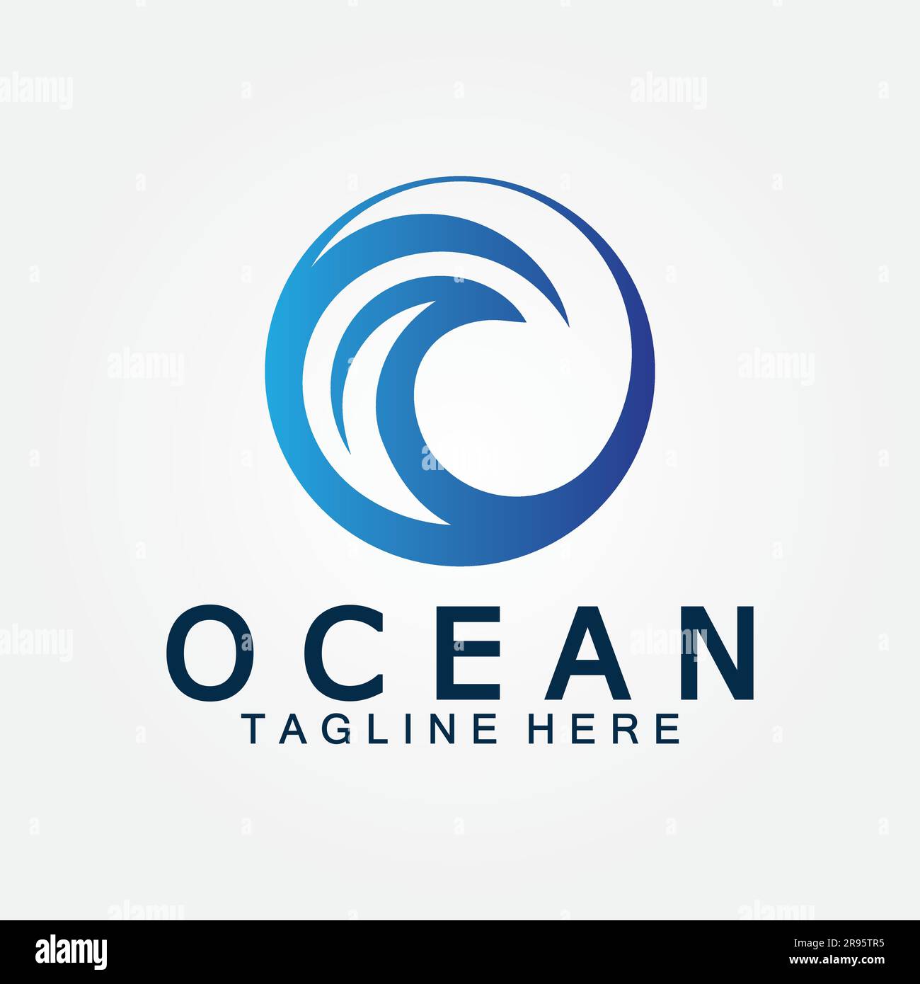wavy blue ocean water letter O ocean wave logo design vector Stock ...