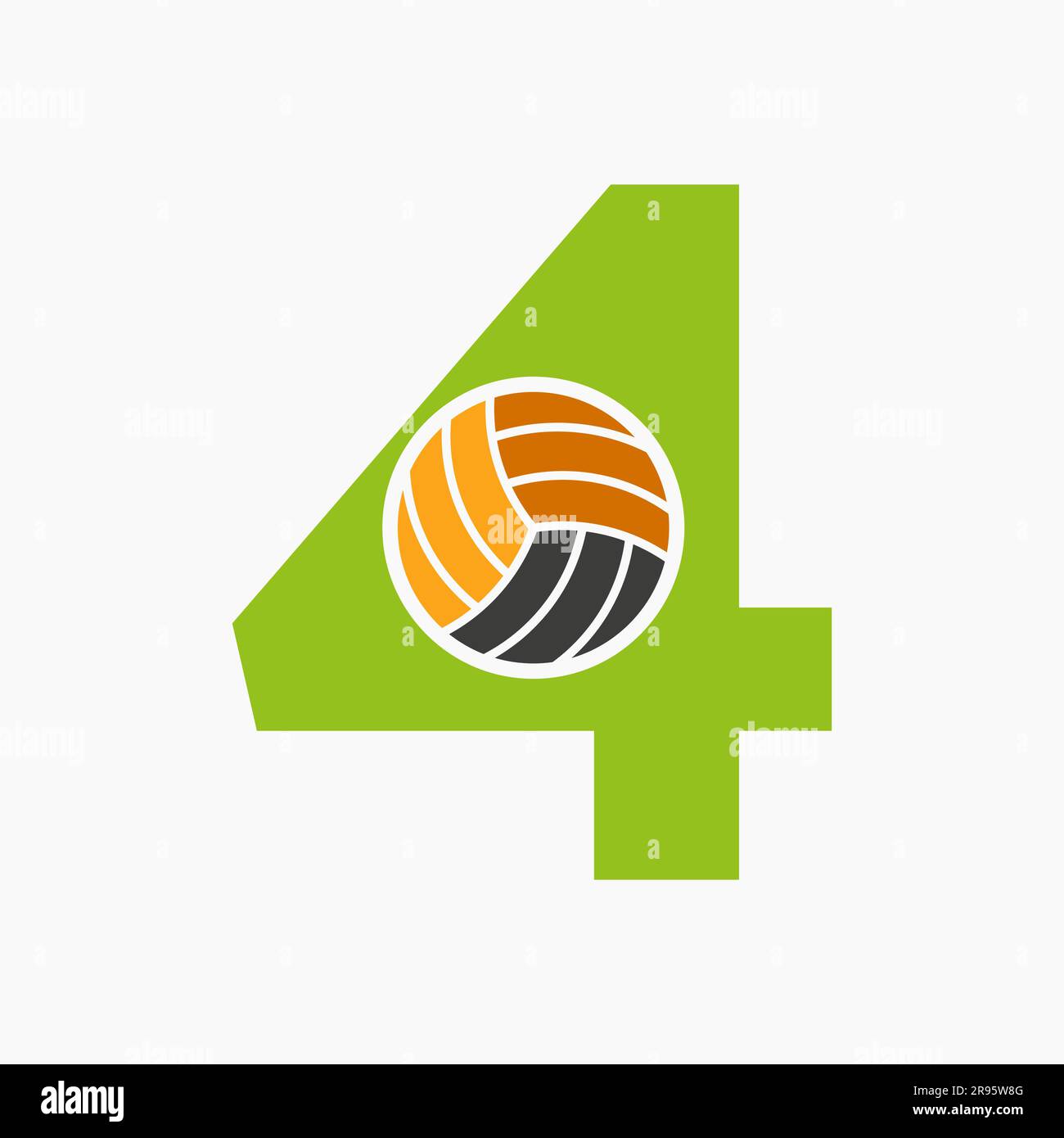 Letter 4 Volleyball Logo Concept. Volleyball Sports Logotype Template Stock Vector