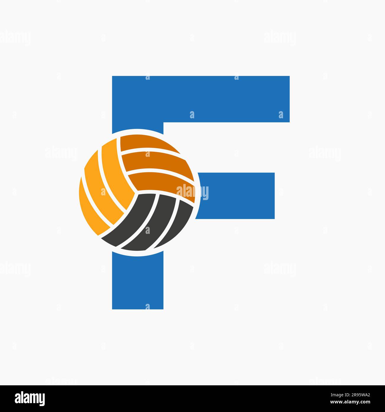 Letter F Volleyball Logo Concept. Volleyball Sports Logotype Template Stock Vector