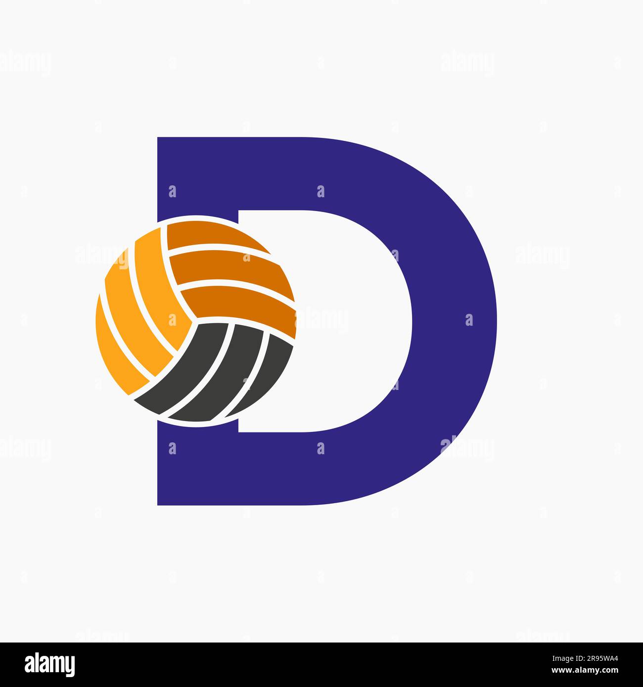 Letter D Volleyball Logo Concept. Volleyball Sports Logotype Template Stock Vector