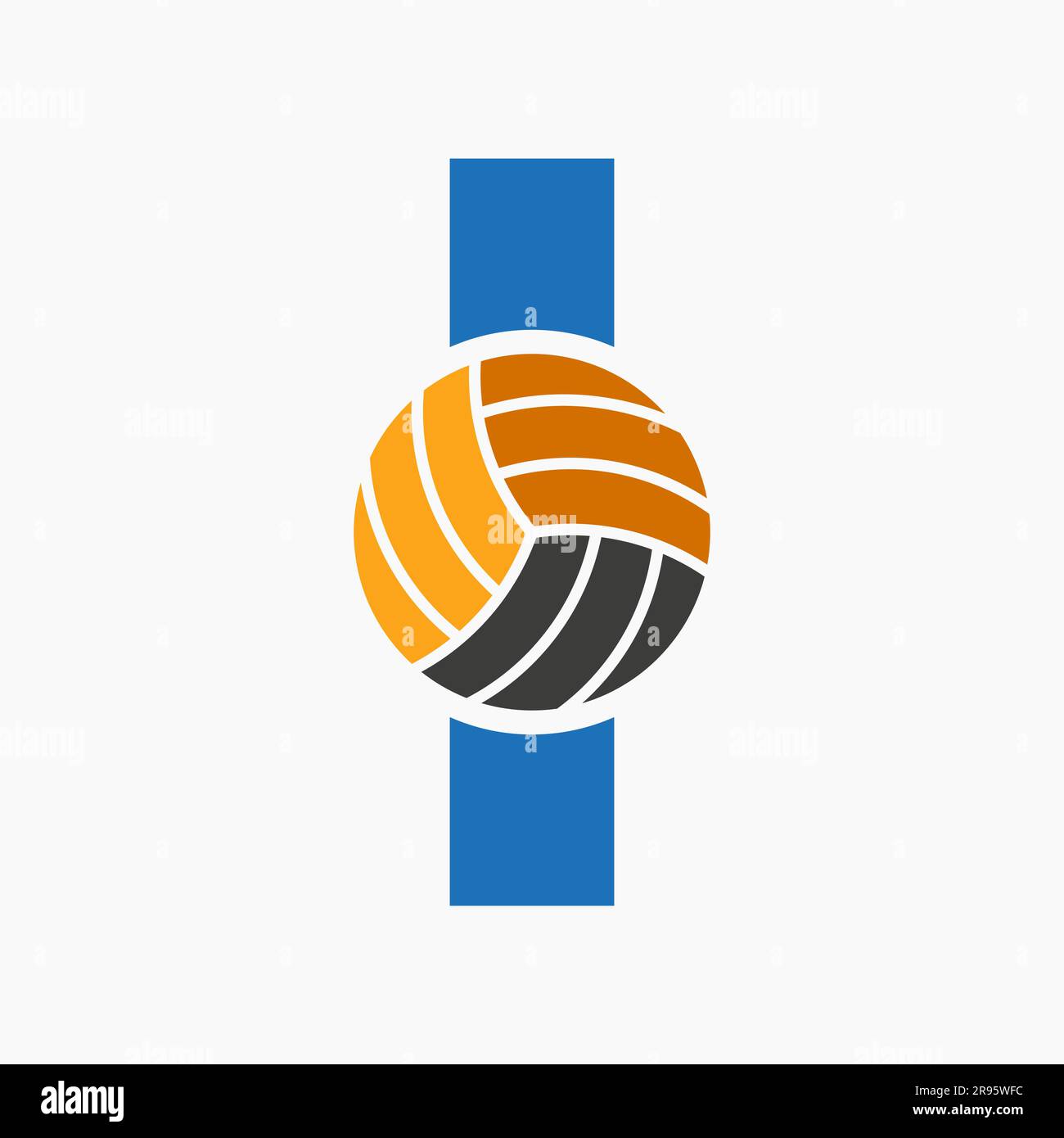 Letter I Volleyball Logo Concept. Volleyball Sports Logotype Template Stock Vector