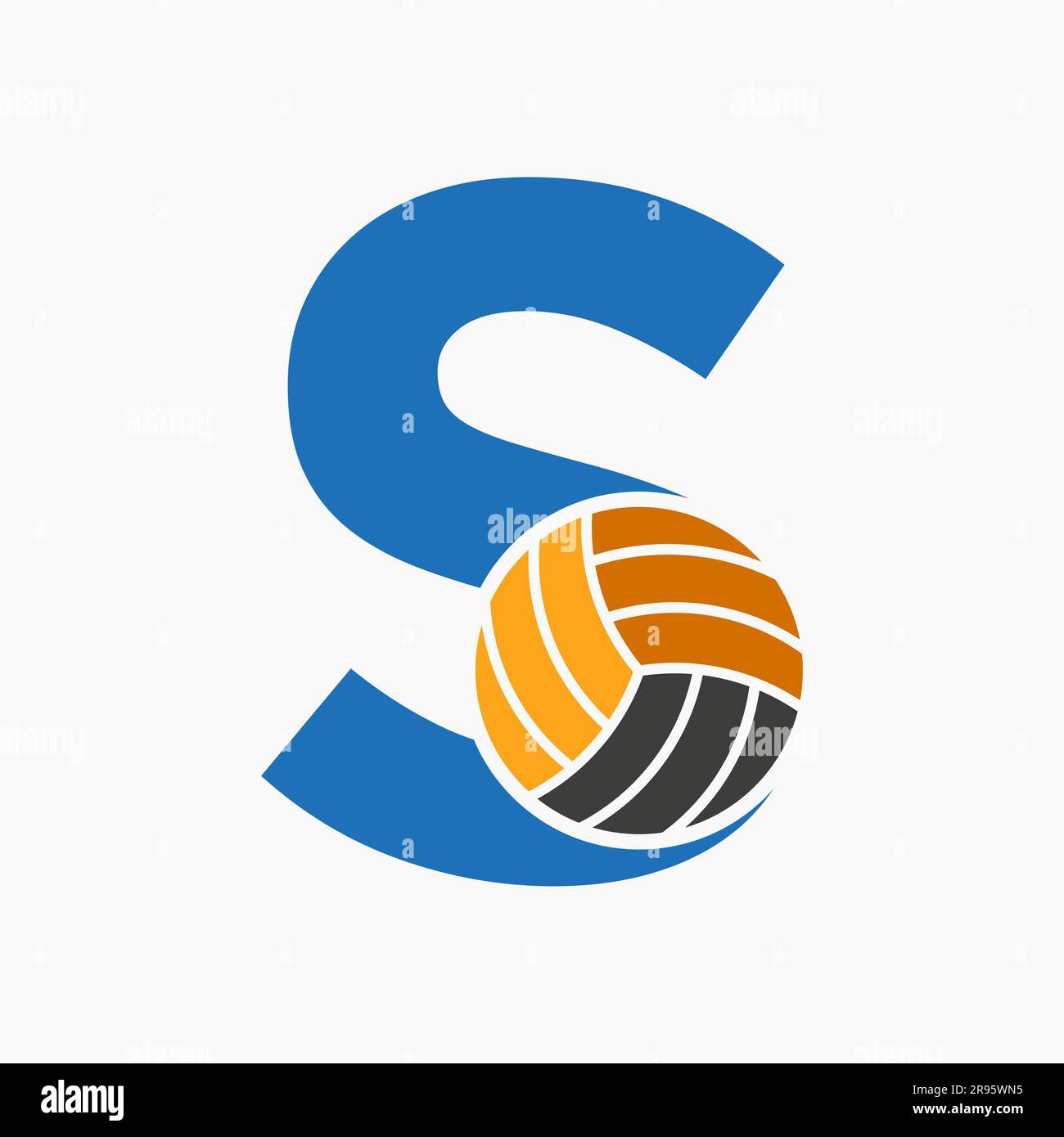 Letter S Volleyball Logo Concept. Volleyball Sports Logotype Template Stock Vector