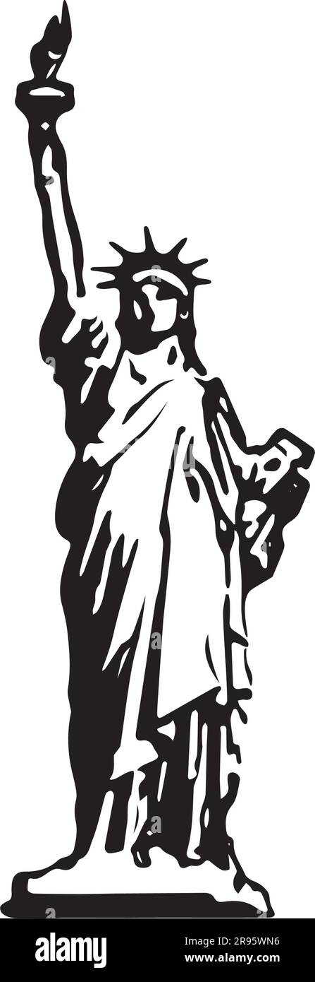 Statue of Liberty graphic stencil illustration black on white - vector Stock Vector