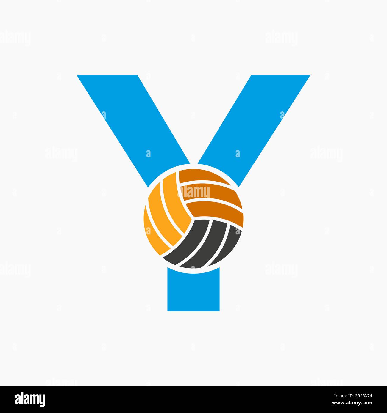 Letter Y Volleyball Logo Concept. Volleyball Sports Logotype Template Stock Vector