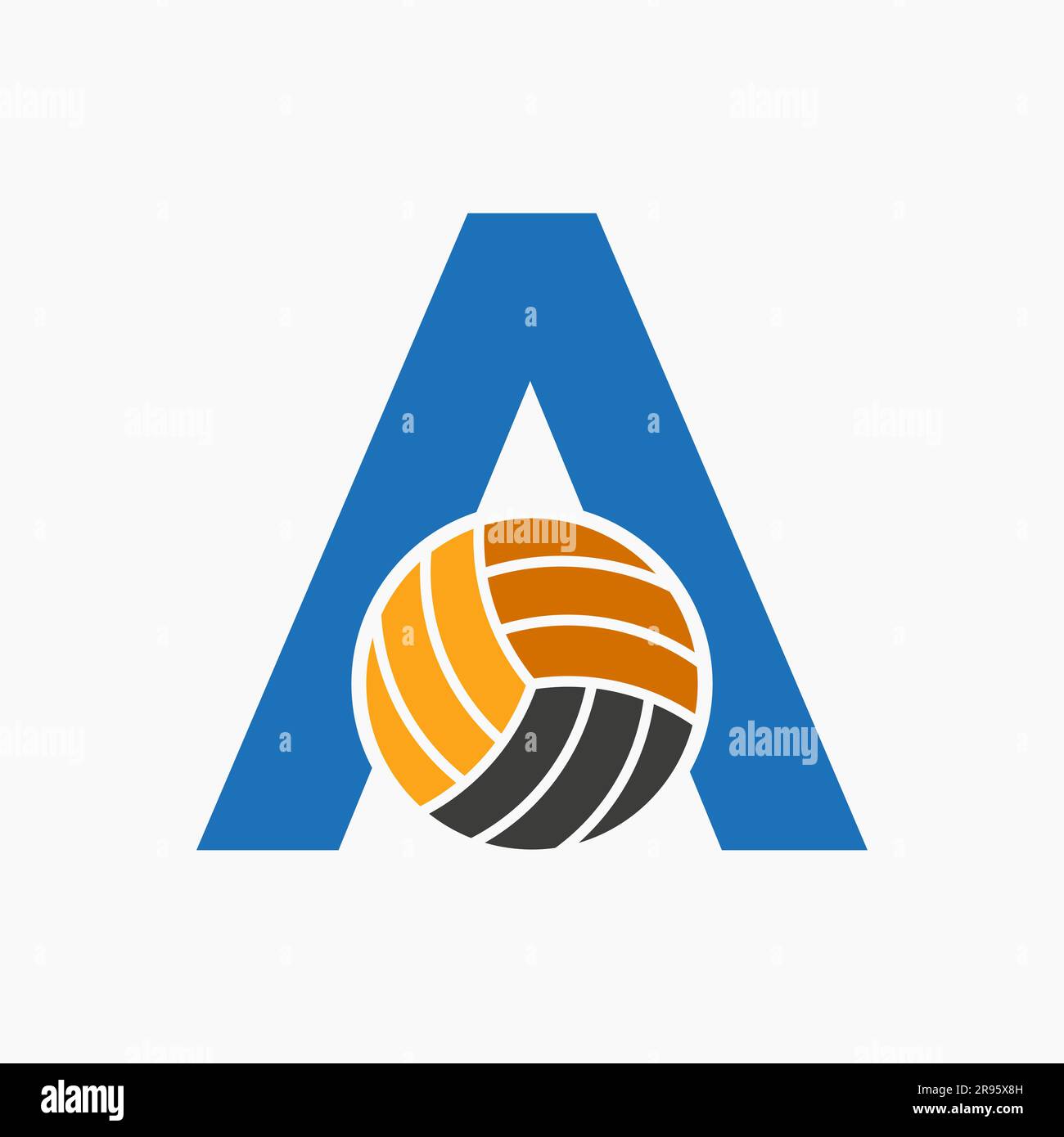 Letter A Volleyball Logo Concept. Volleyball Sports Logotype Template Stock Vector