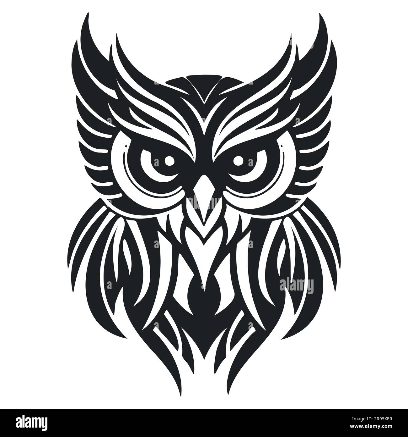 cartoon owl outline design with editable lines on a white background