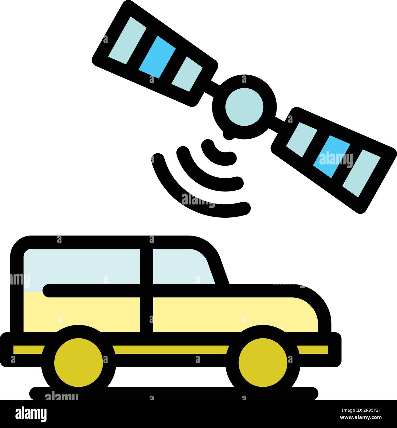 Satellite control car icon. Outline Satellite control car vector icon ...