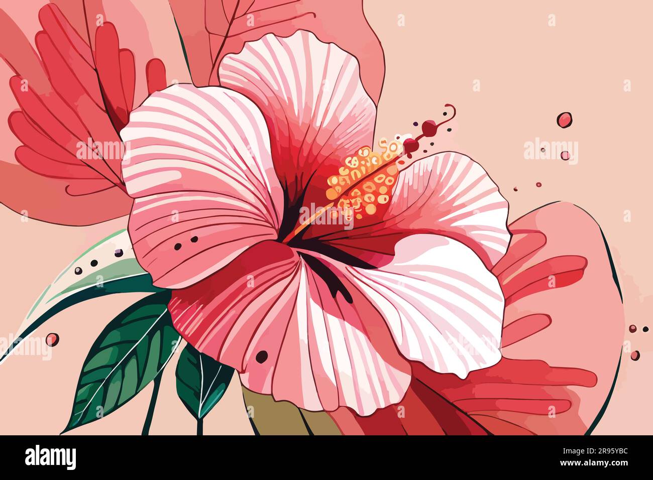 hibiscus flower watercolor art Stock Vector Image & Art - Alamy