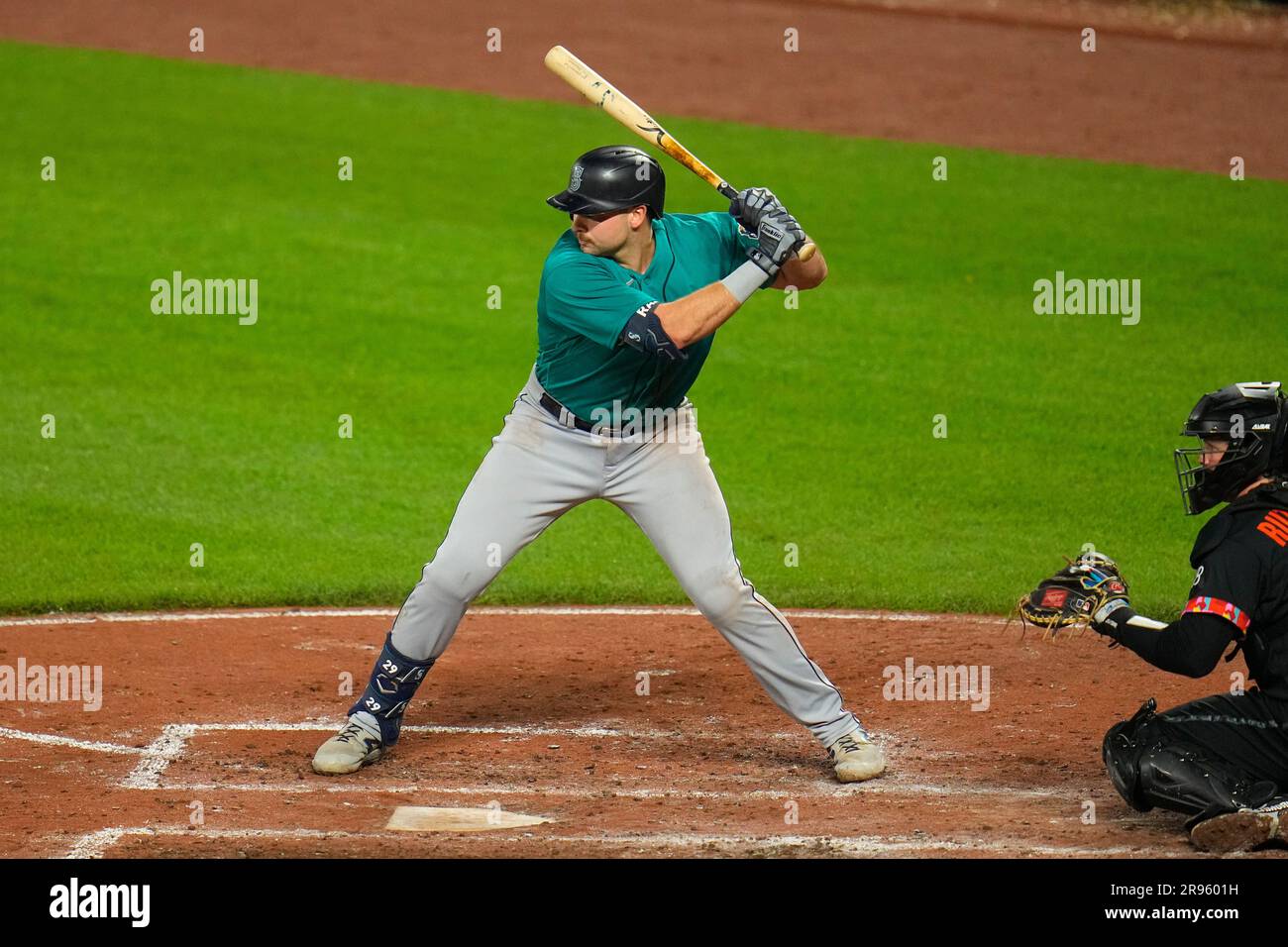 Seattle Mariners' Cal Raleigh during an at bat in the fourth inning of ...