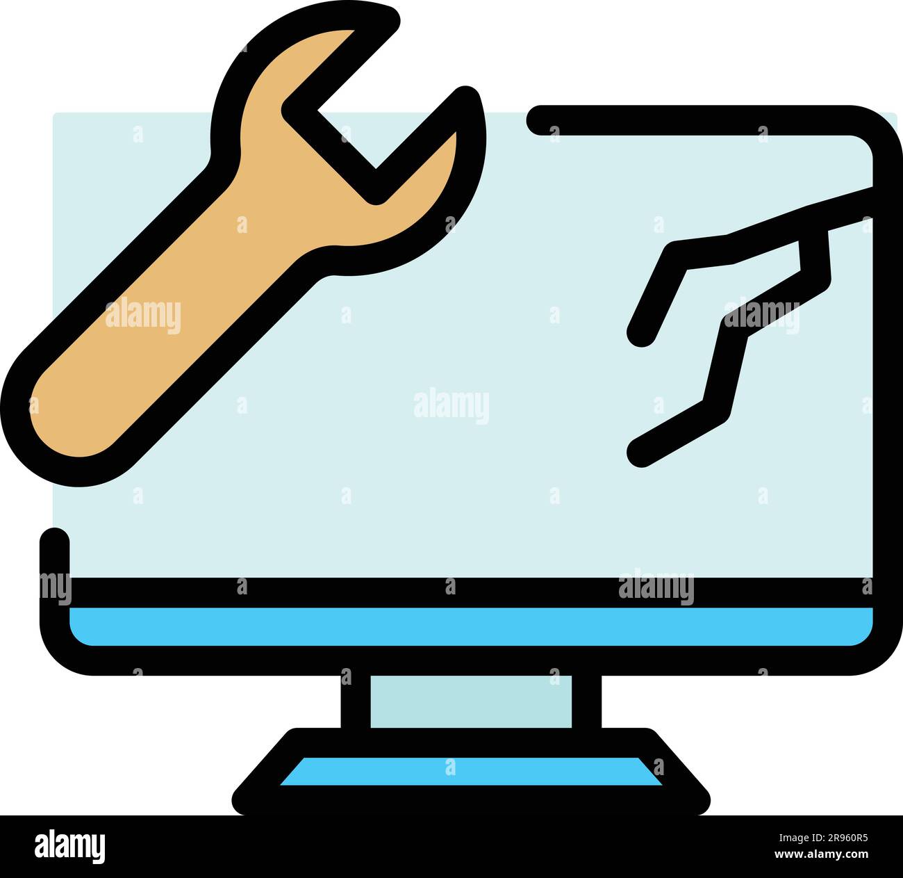 Wrench laptop icon. Outline Wrench laptop vector icon for web design ...