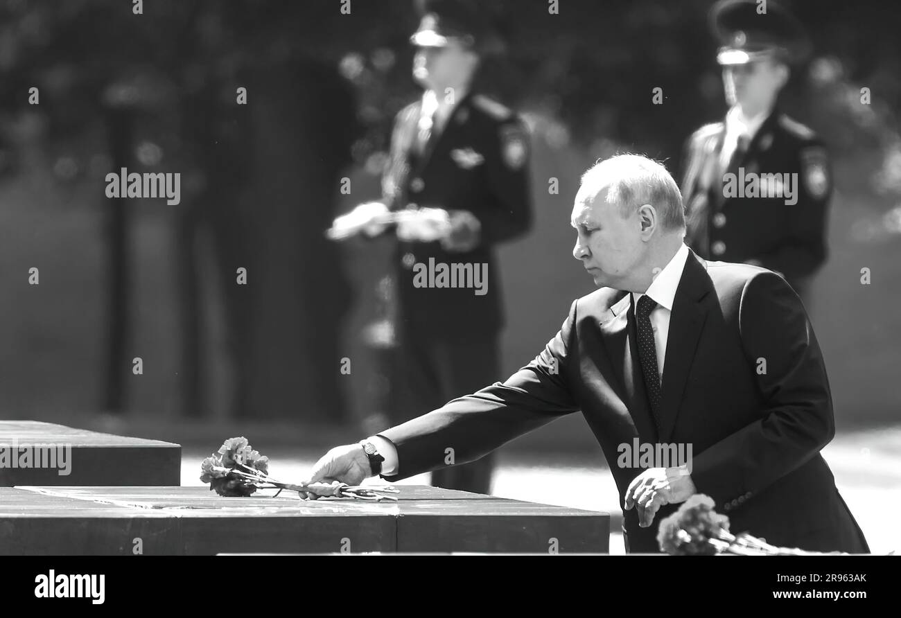 Russian President Putin attends wreath-laying at Tomb of the Unknown Soldier. (Photo: Russian President's Office) Stock Photo