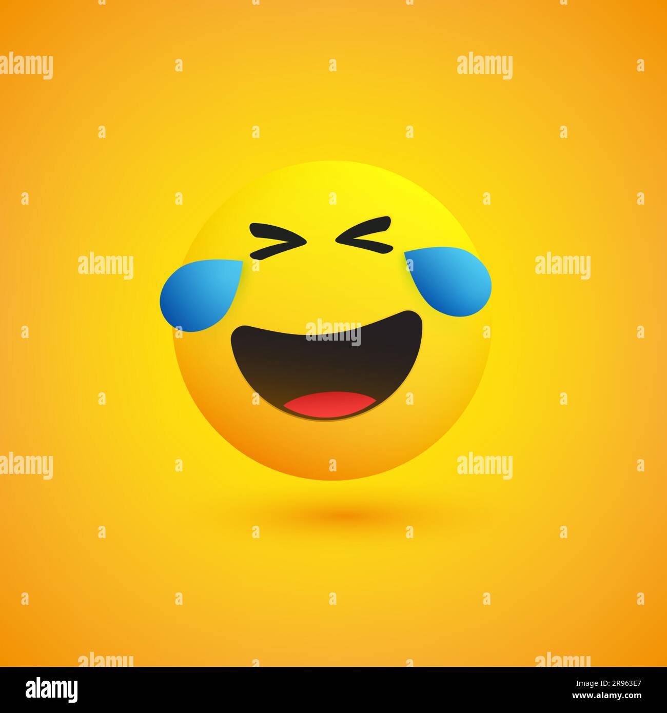 Face with Tears of Joy - Laughing Crying Emoticon on Yellow Background ...